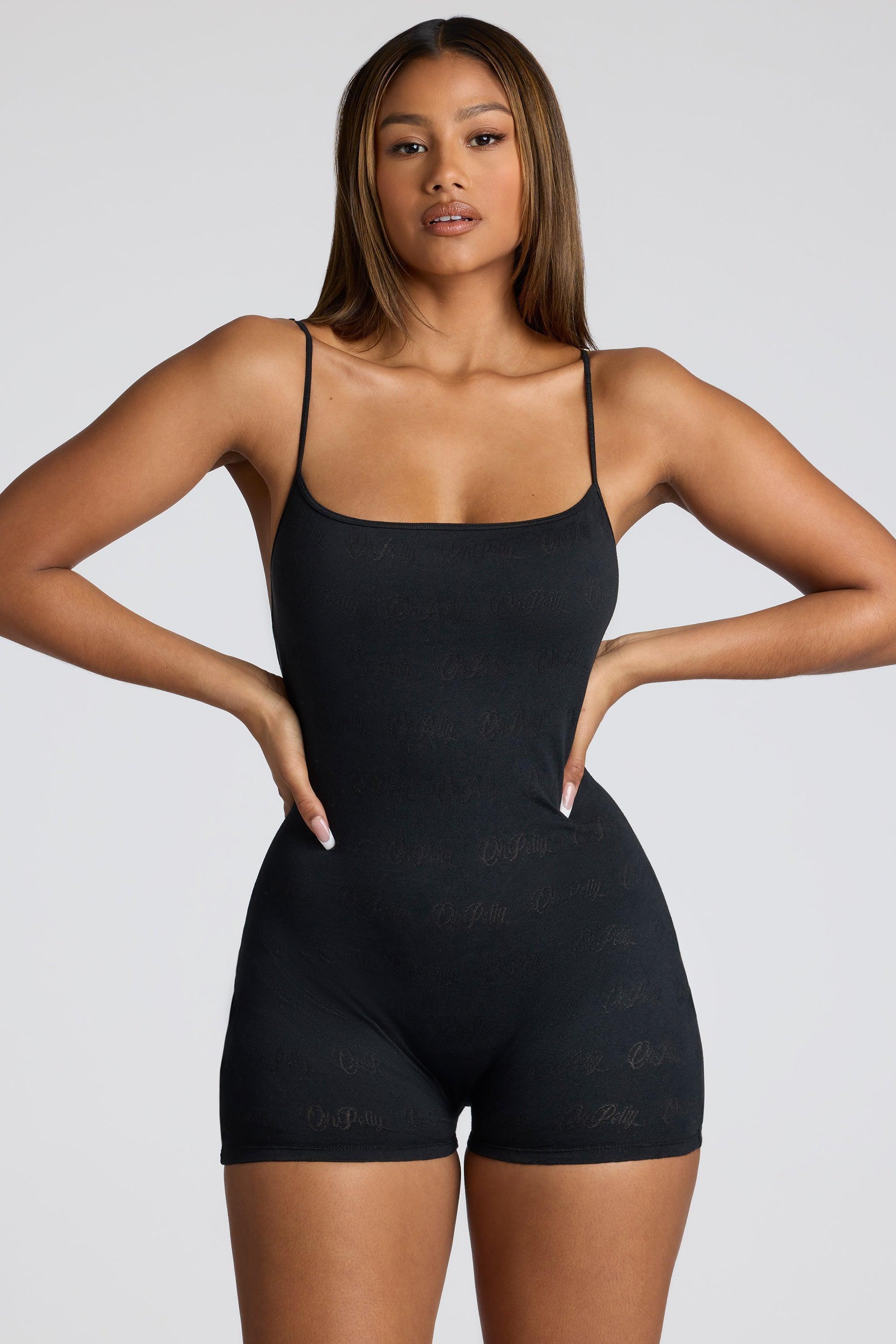 Strappy Low Back Pointelle Romper in Black Product Image