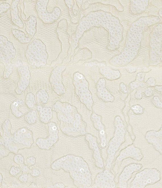 Honey and Rosie Embroidered Sequin Square Neck Spaghetti Strap Criss Cross Back Fit & Flare Dress Product Image