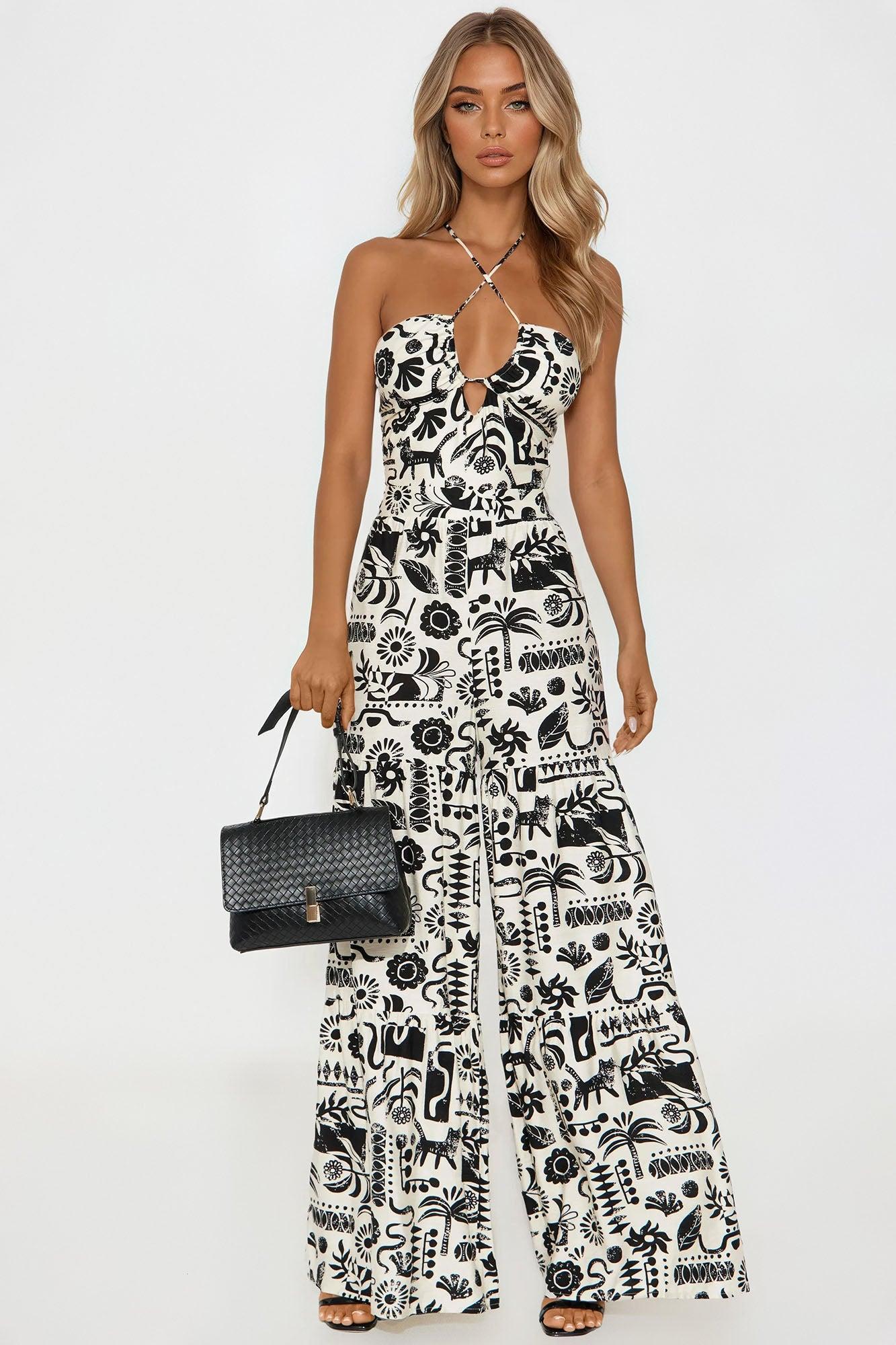 Raleigh Halter Jumpsuit - Black/combo Product Image