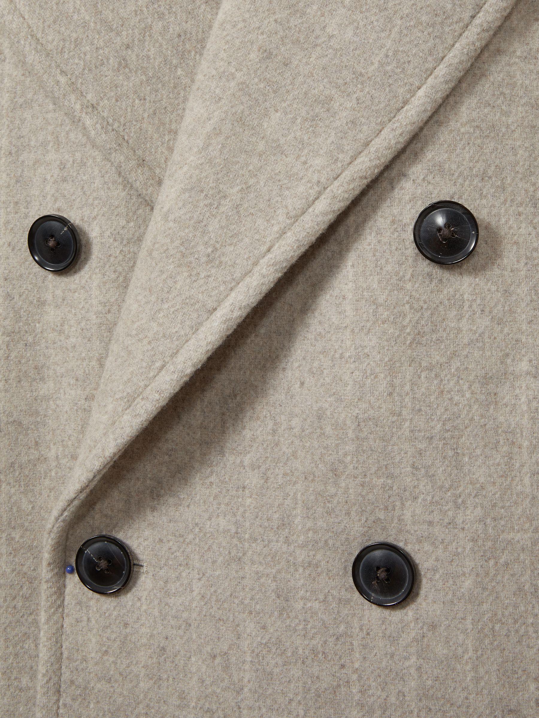 Wool-Blend Pinstripe Pea Coat in Oatmeal Product Image