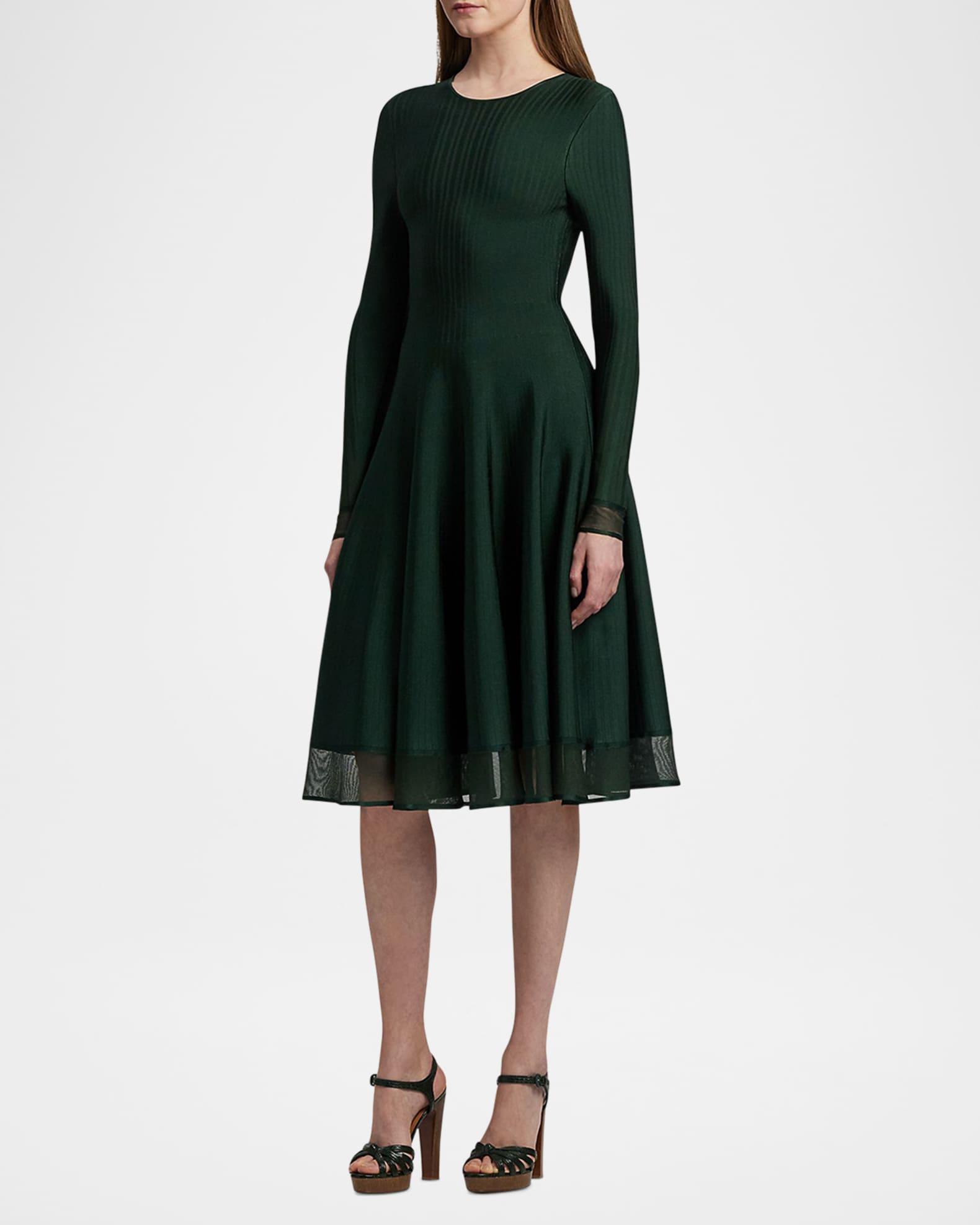 Viscose Sheer Edge Crewneck Dress Product Image