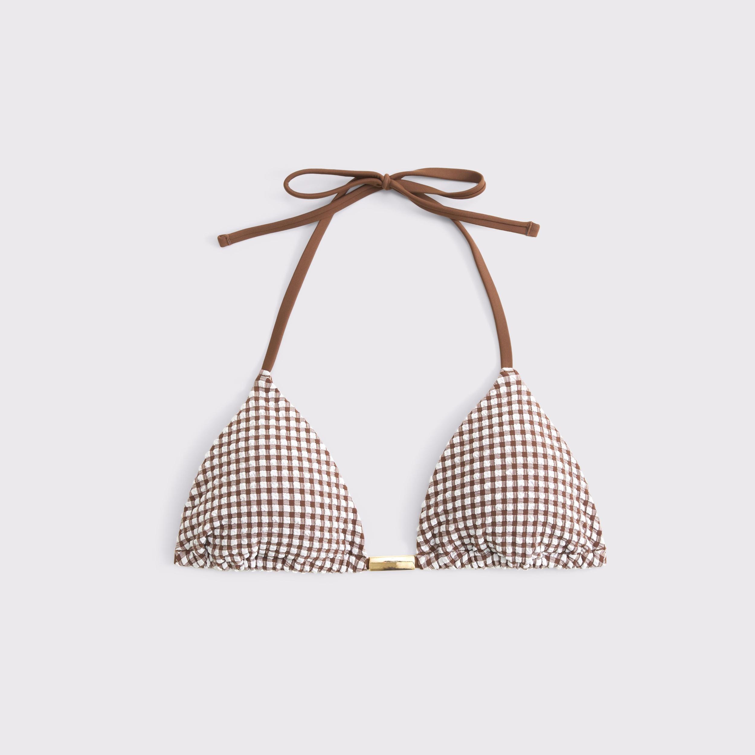 Beaded Halter String Triangle Bikini Top Product Image