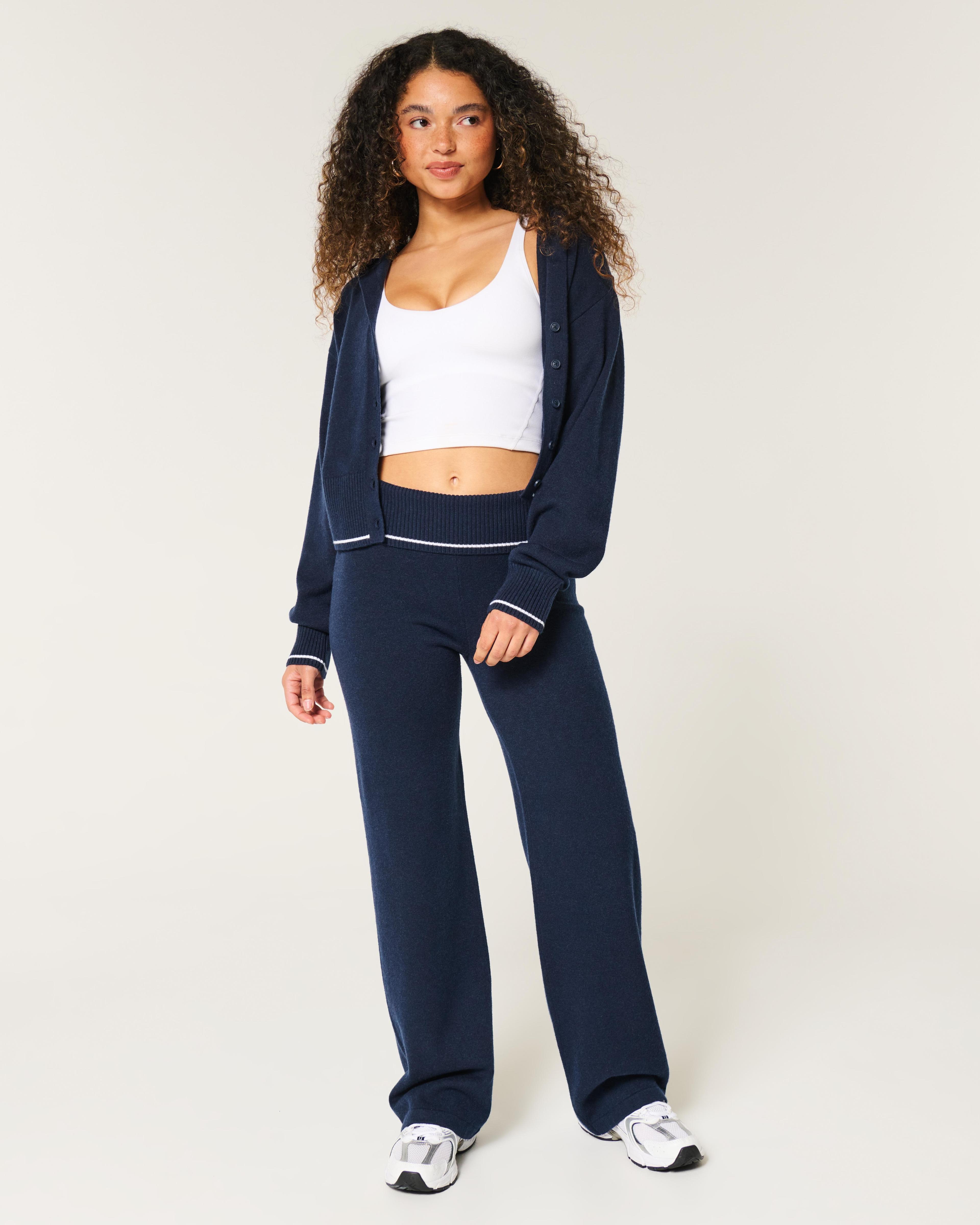 Gilly Hicks Sweater-Knit Straight Pants Product Image