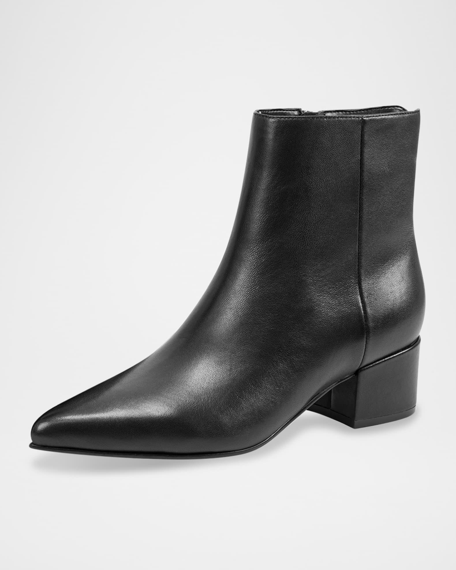 Leonna Leather Block-Heel Ankle Booties Product Image