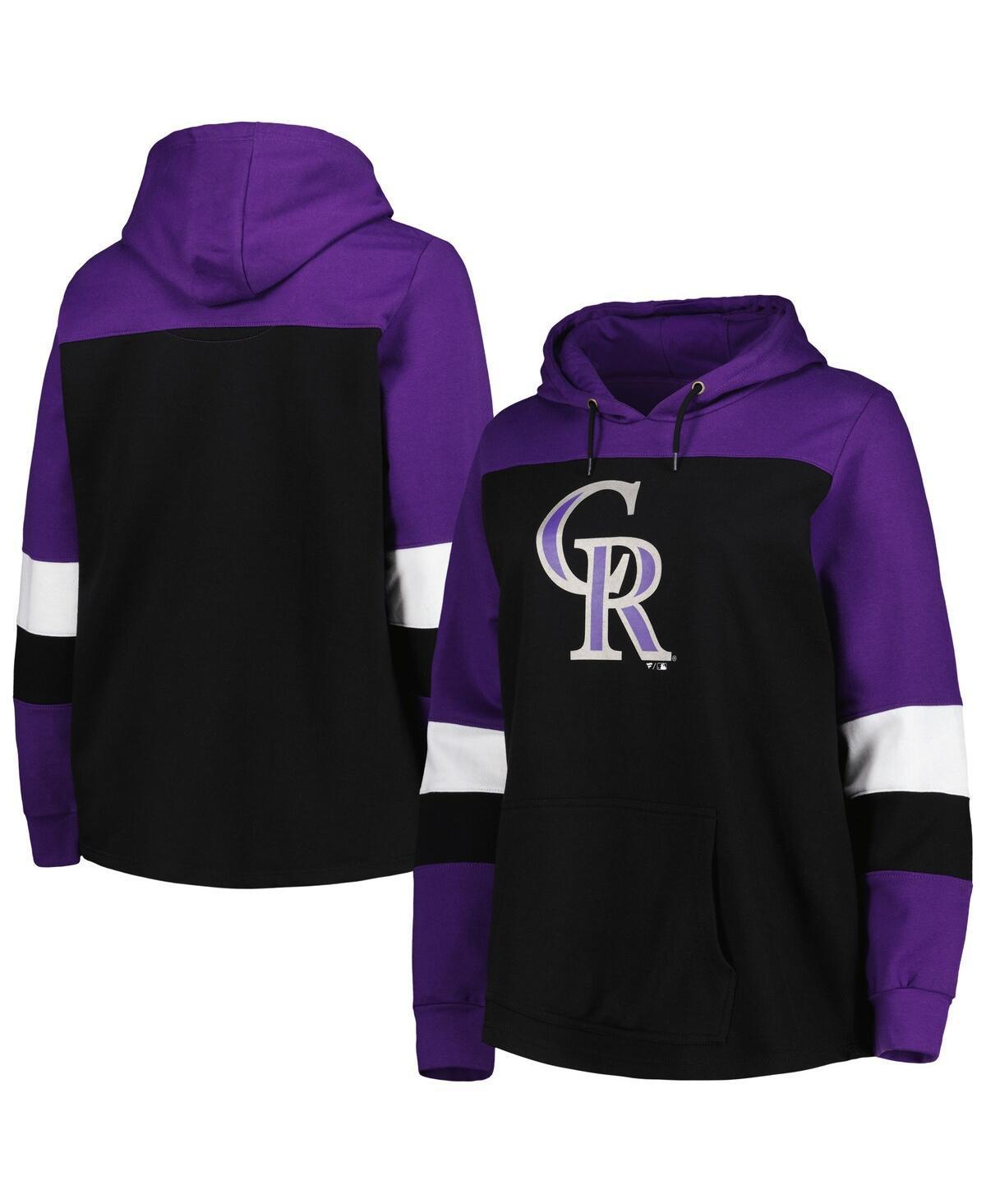 Womens Colorado Rockies Plus Size Colorblock Pullover Hoodie Product Image