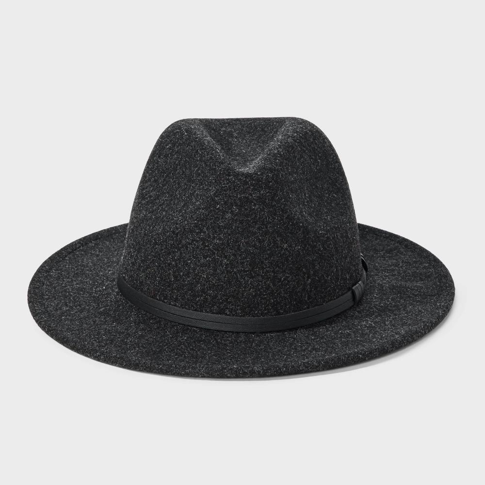 Men's Recycled Polyester Wool Fedoras - Goodfellow & Co™ Heathered Black M/L Product Image