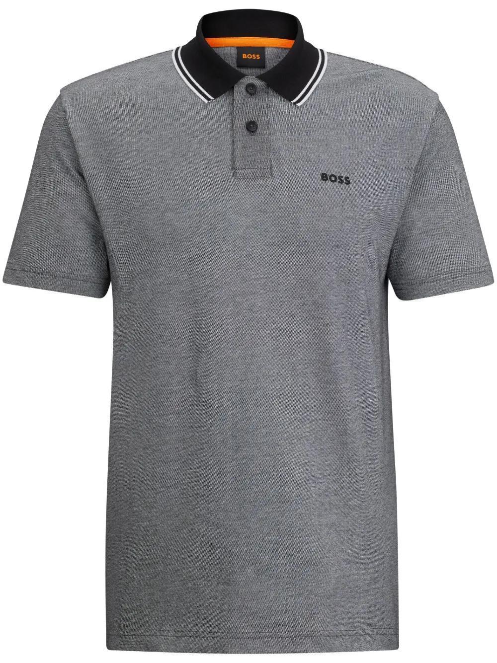 HUGO BOSS Logo-print Polo Shirt In Gray Product Image