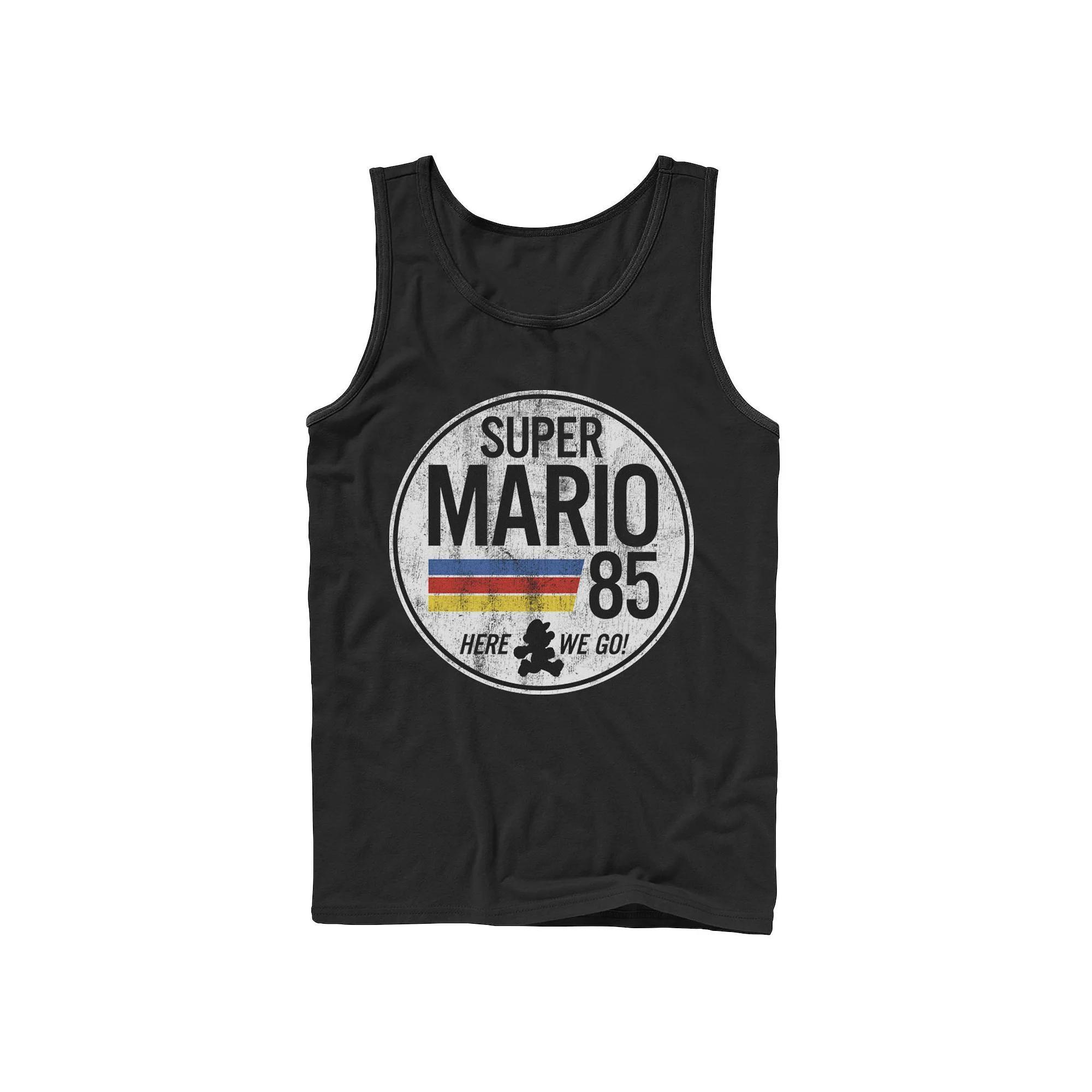Men's Super Mario Retro Distressed Logo Tank Top,  Product Image