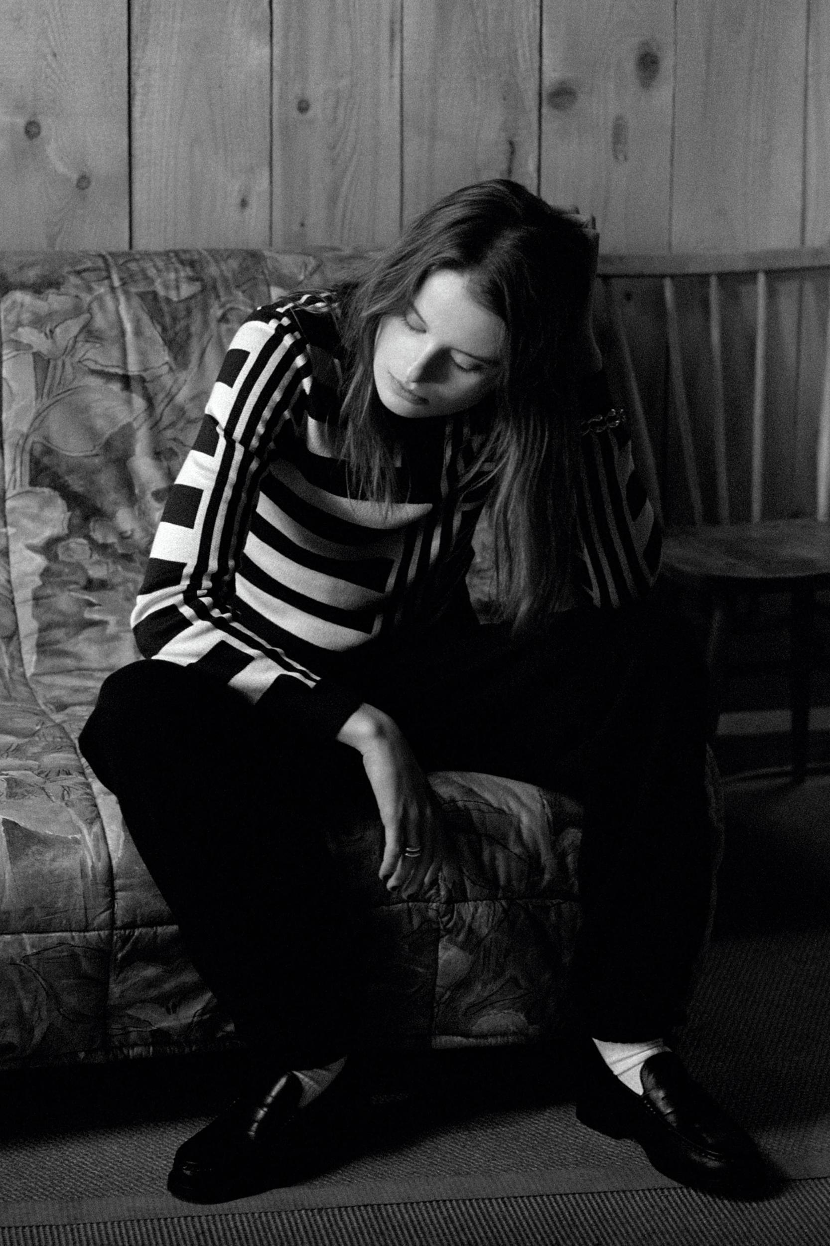 STRIPED KNIT POLO SWEATER Product Image