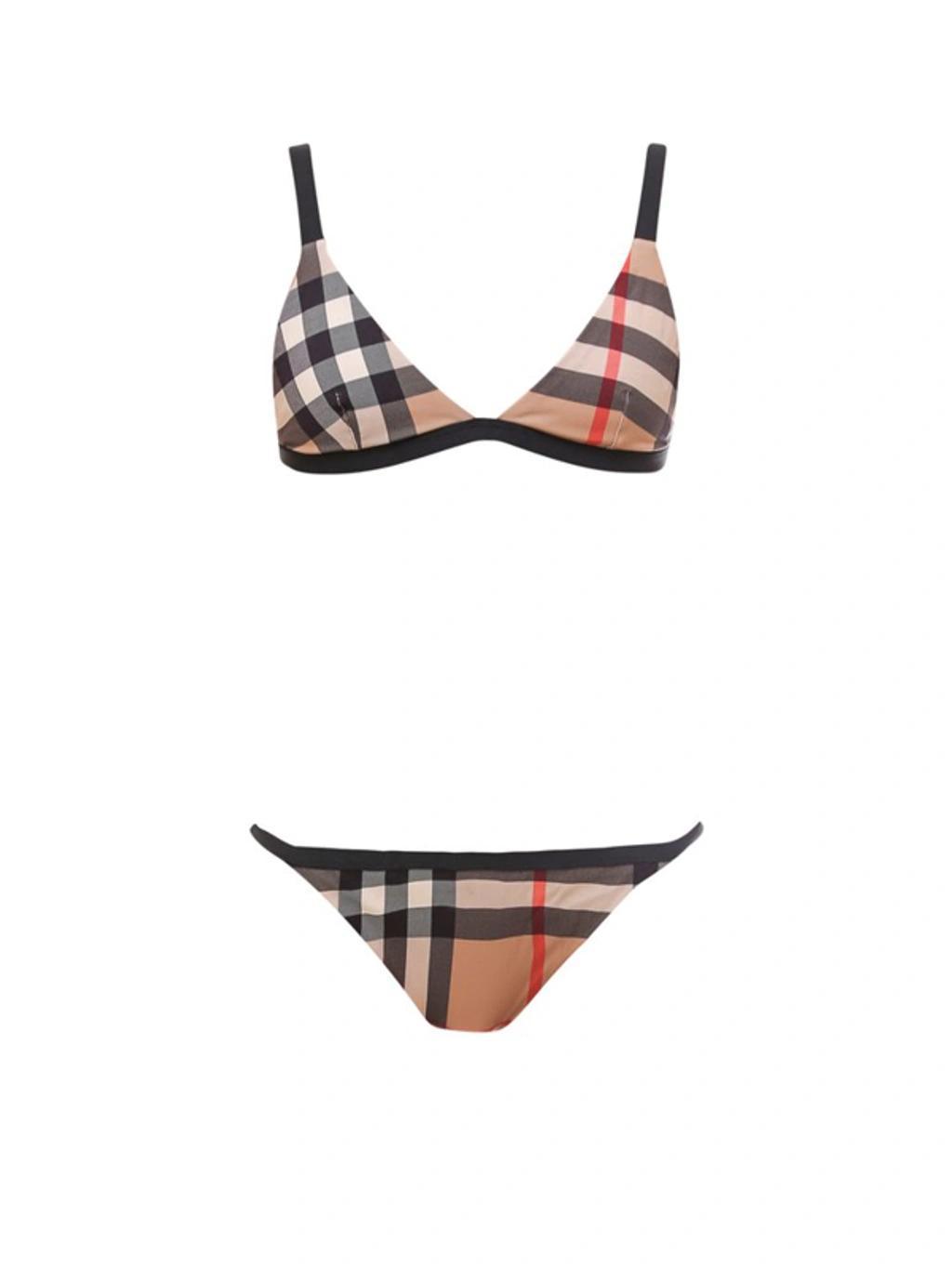 BURBERRY Beige Vintage Check Triangle Loing Bikini In Archive Beige Product Image