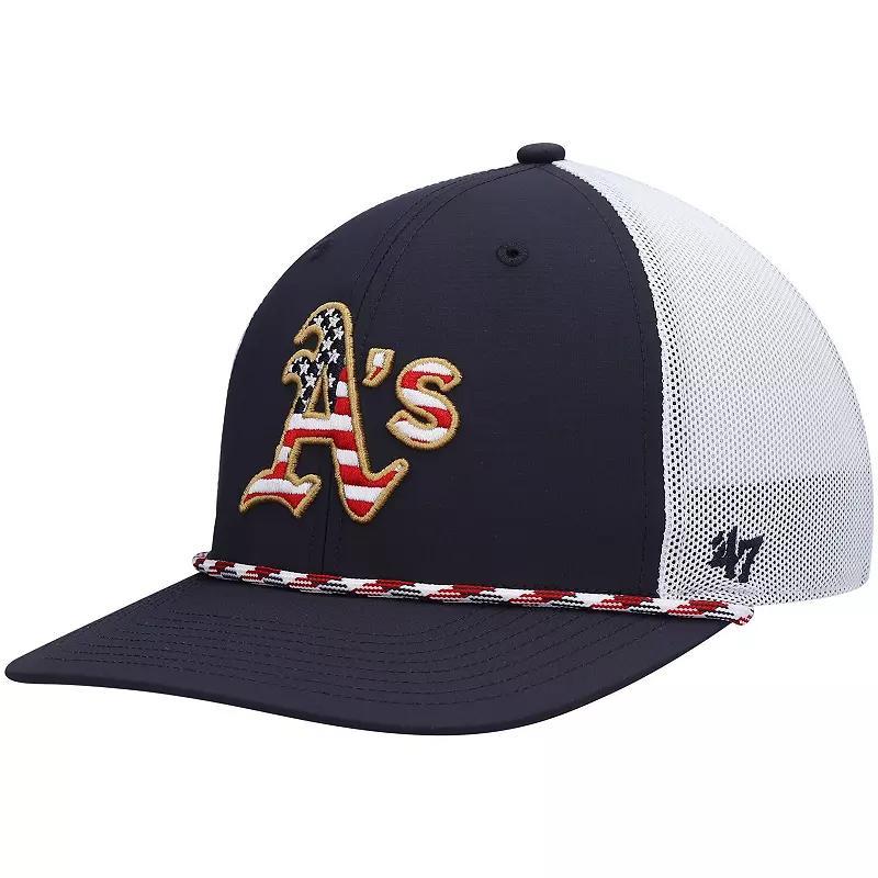 Mens 47 /White Oakland Athletics Flag Fill Trucker Snapback Hat, Blue Product Image