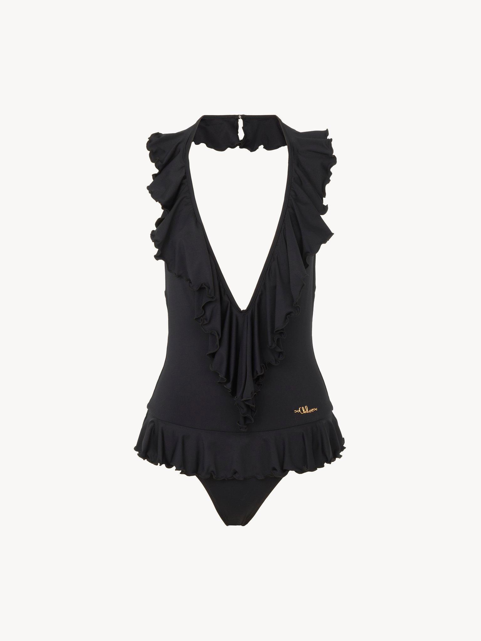 Ruffled V-neck one-piece swimsuit Product Image