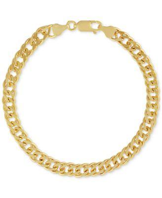 Esquire Mens Jewelry Fancy Curb Link Chain Bracelet in 14k Gold-Plated Sterling Silver, Created for Macys Product Image