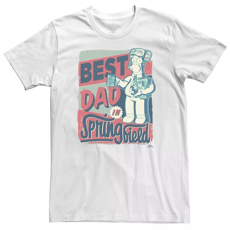 Big & TallThe Simpsons Homer Best Dad In Springfield Poster Tee, Men's, Size: XL Tall, White Product Image