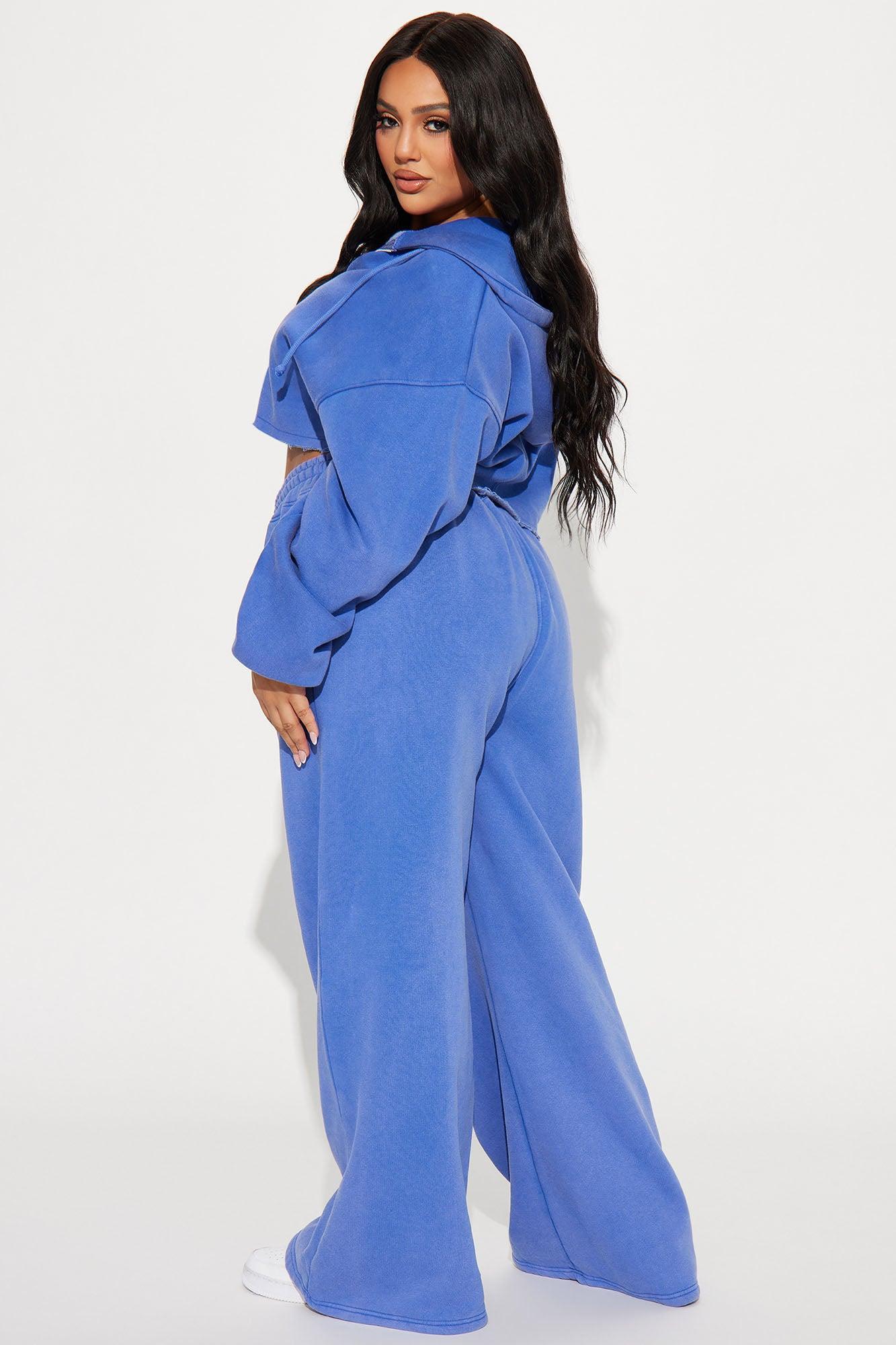 On The Go Fleece Pant Set - Blue Product Image
