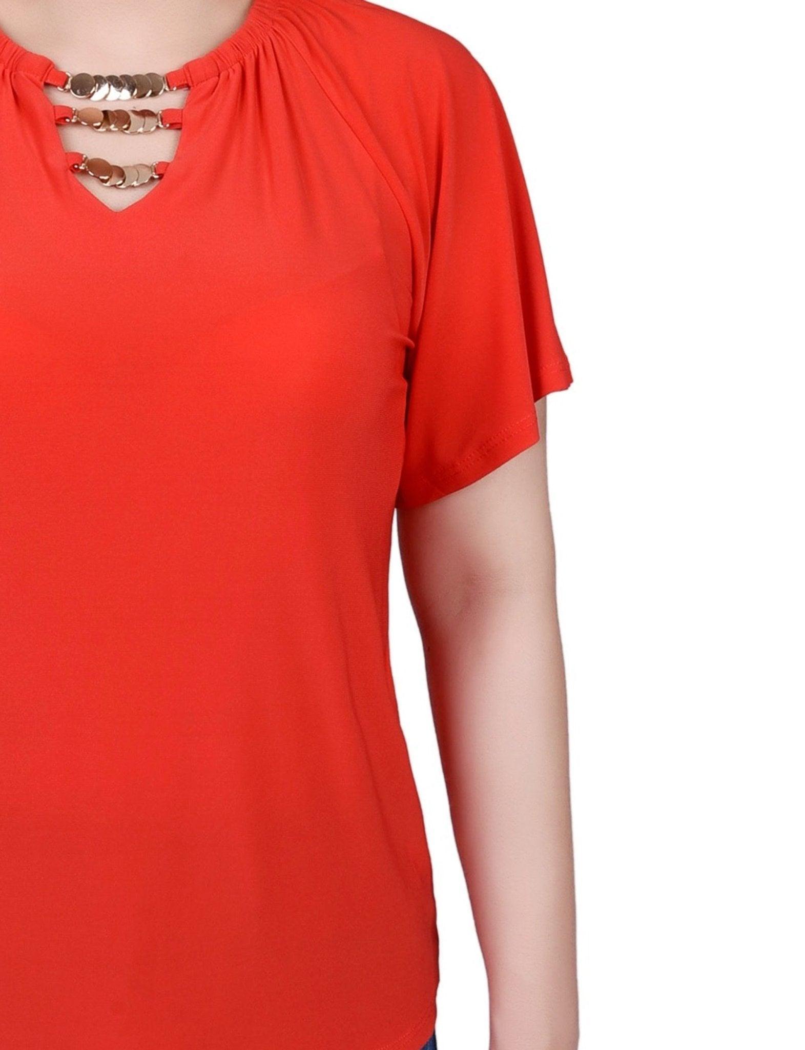 Raglan Sleeve Top With Chain Details - Petite Product Image