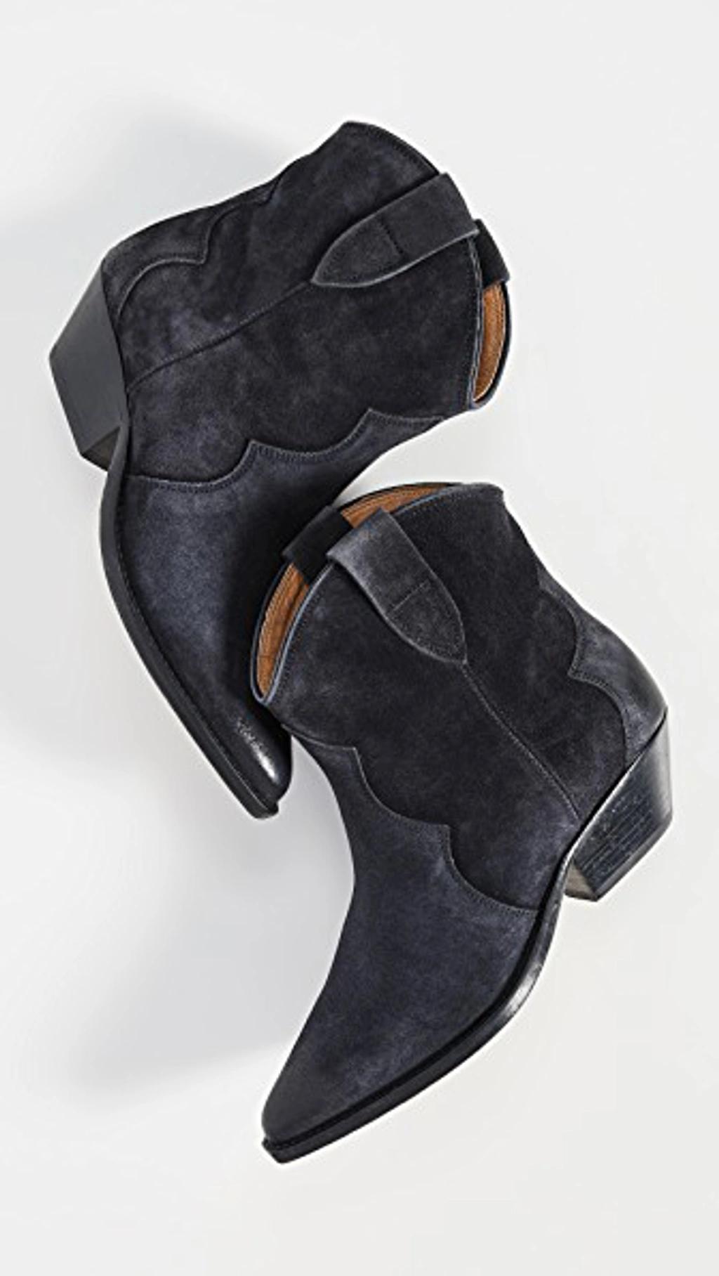 ISABEL MARANT Textured Pointed Toe Boots In Faded Black Product Image