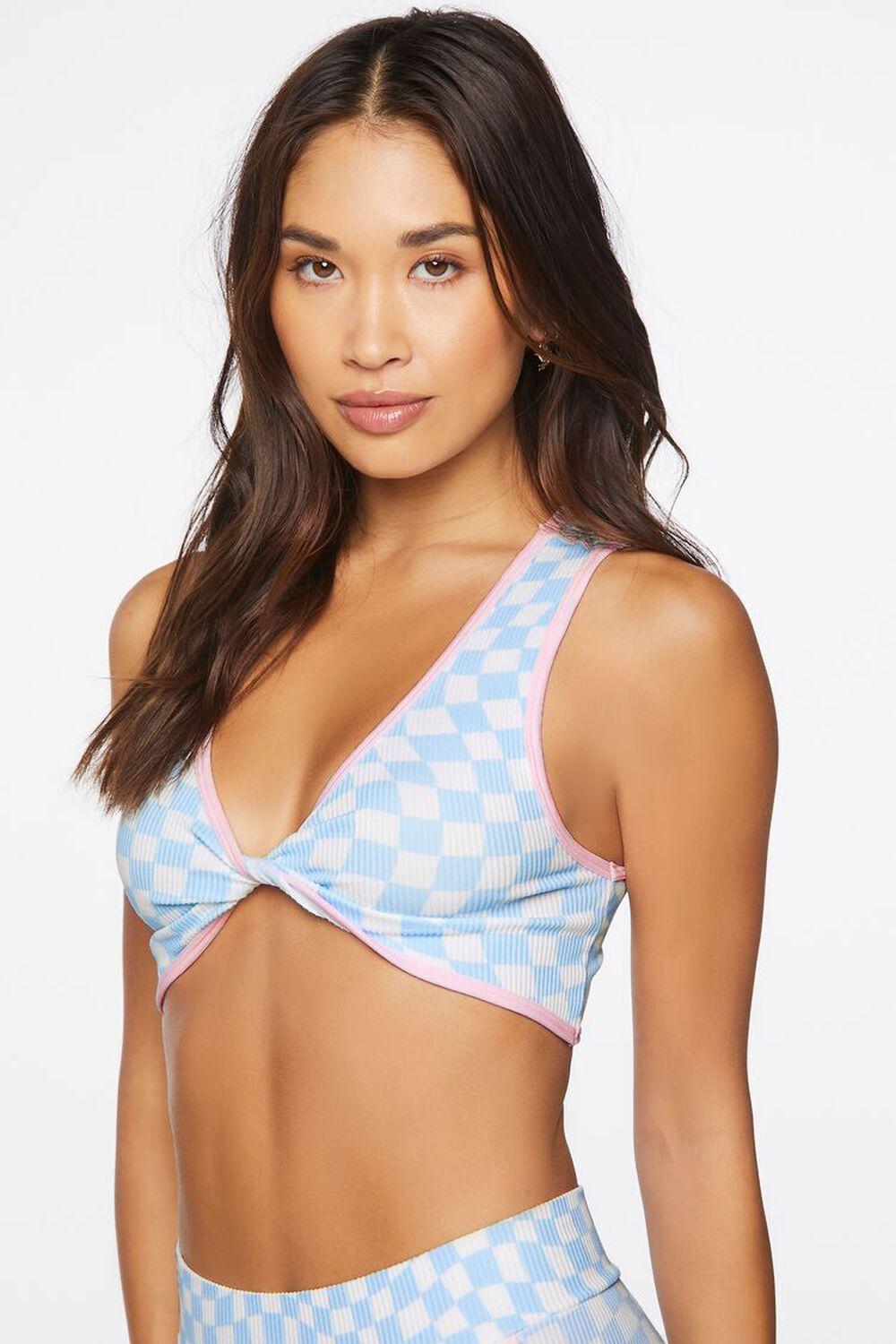 Checkered Seamless Twist-Front Bralette | Forever 21 Product Image