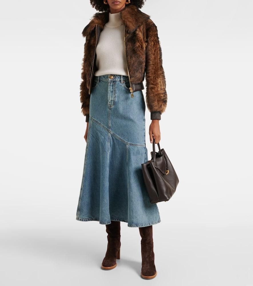 ZIMMERMANN Illustration Shearling Fur Jacket In Brown Product Image