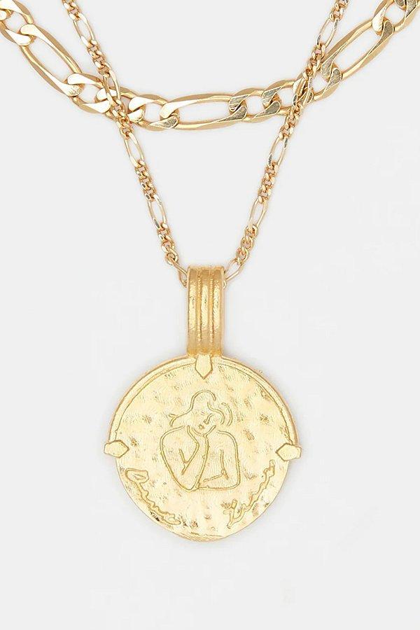 Deux Lions Jewelry Gold Sicilian Zodiac Layered Necklace Womens at Urban Outfitters Product Image