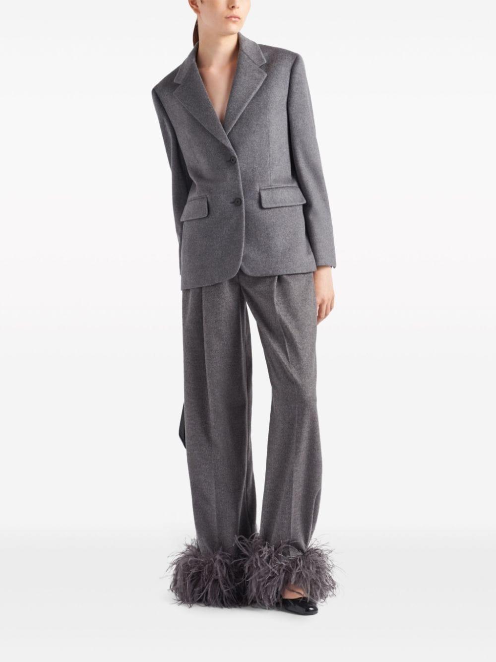 Single-breasted Cashmere Jacket In Grey Product Image