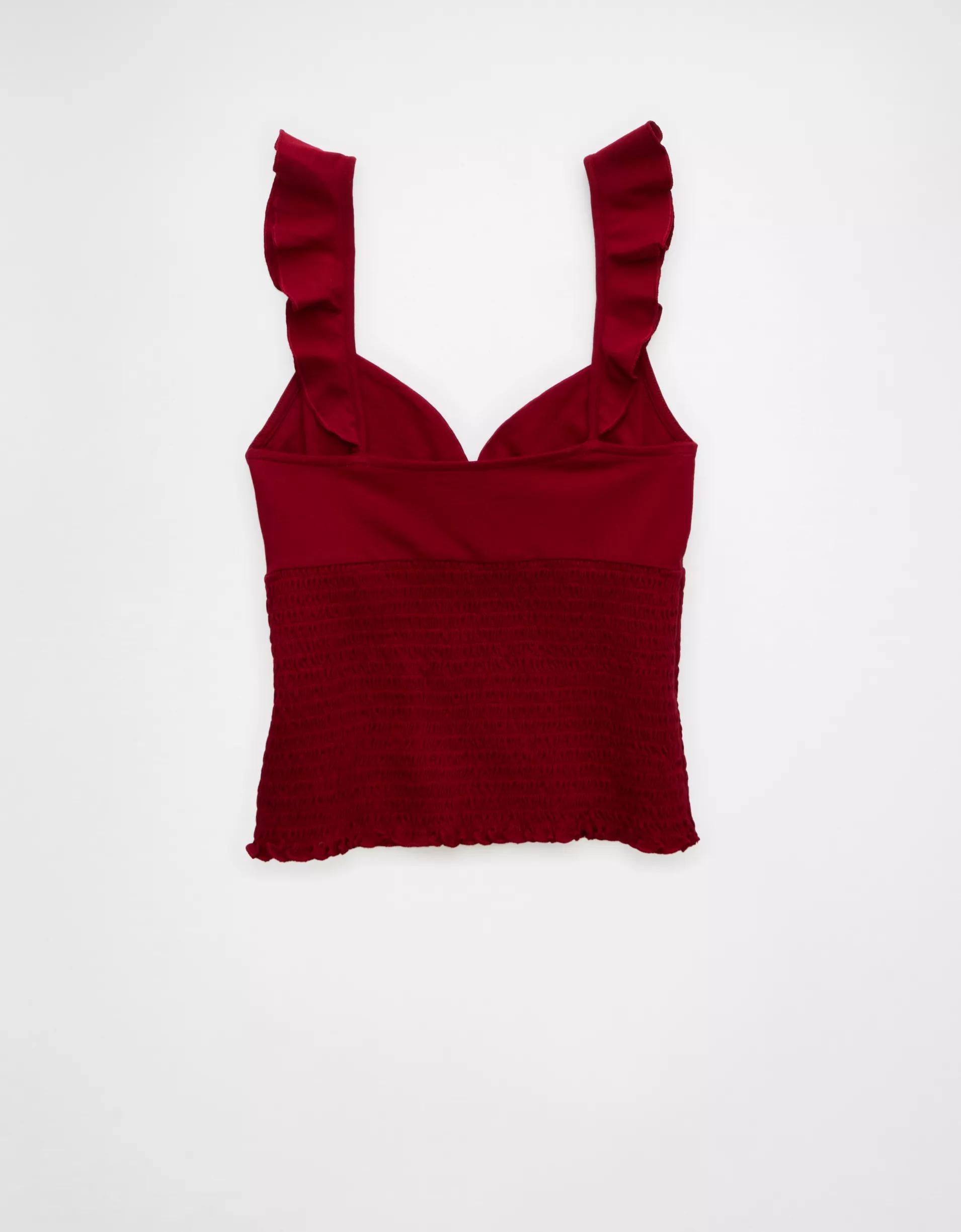 AE Sunchaser Knit Wrap Front Smocked Tank Top Product Image