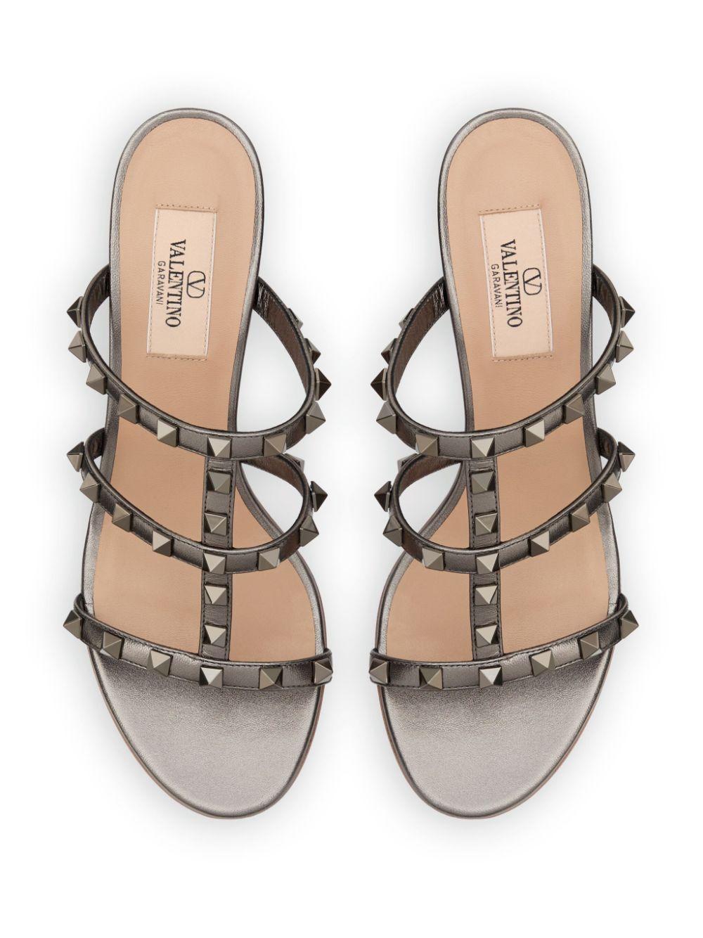 VALENTINO GARAVANI Rockstud Sandals In Grey Product Image