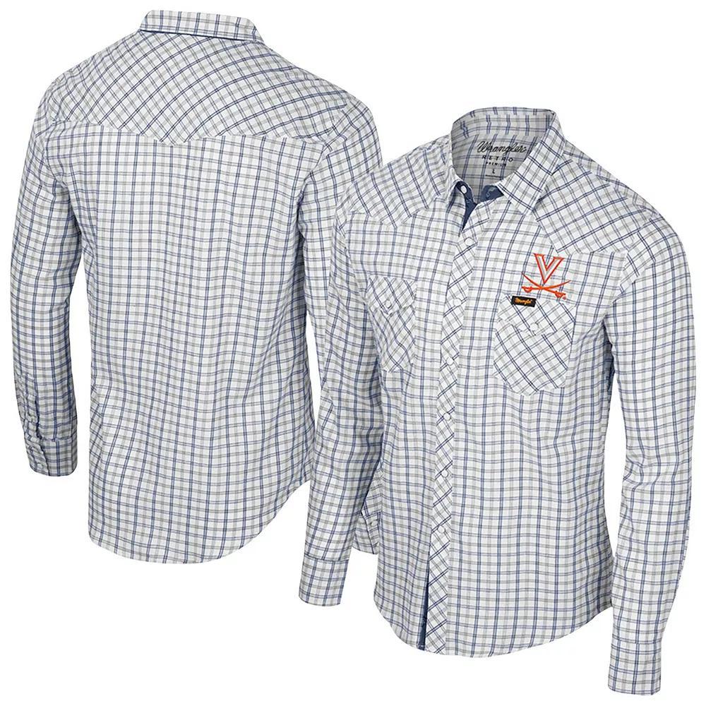 Men's Colosseum x Wrangler White Virginia Cavaliers Plaid Window Pane Long Sleeve Full-Snap Shirt,  Product Image