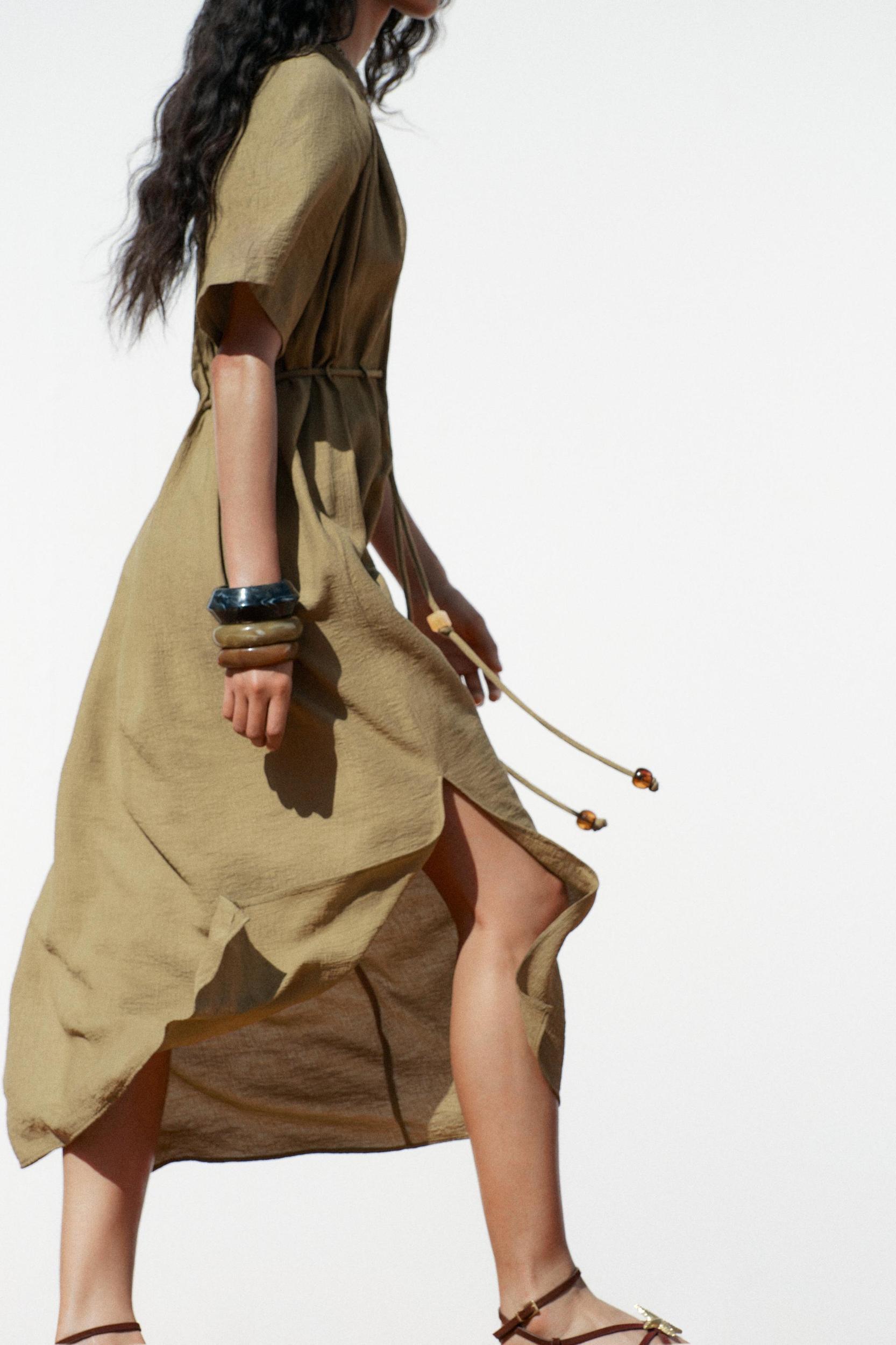 BEADED BELT MIDI DRESS Product Image