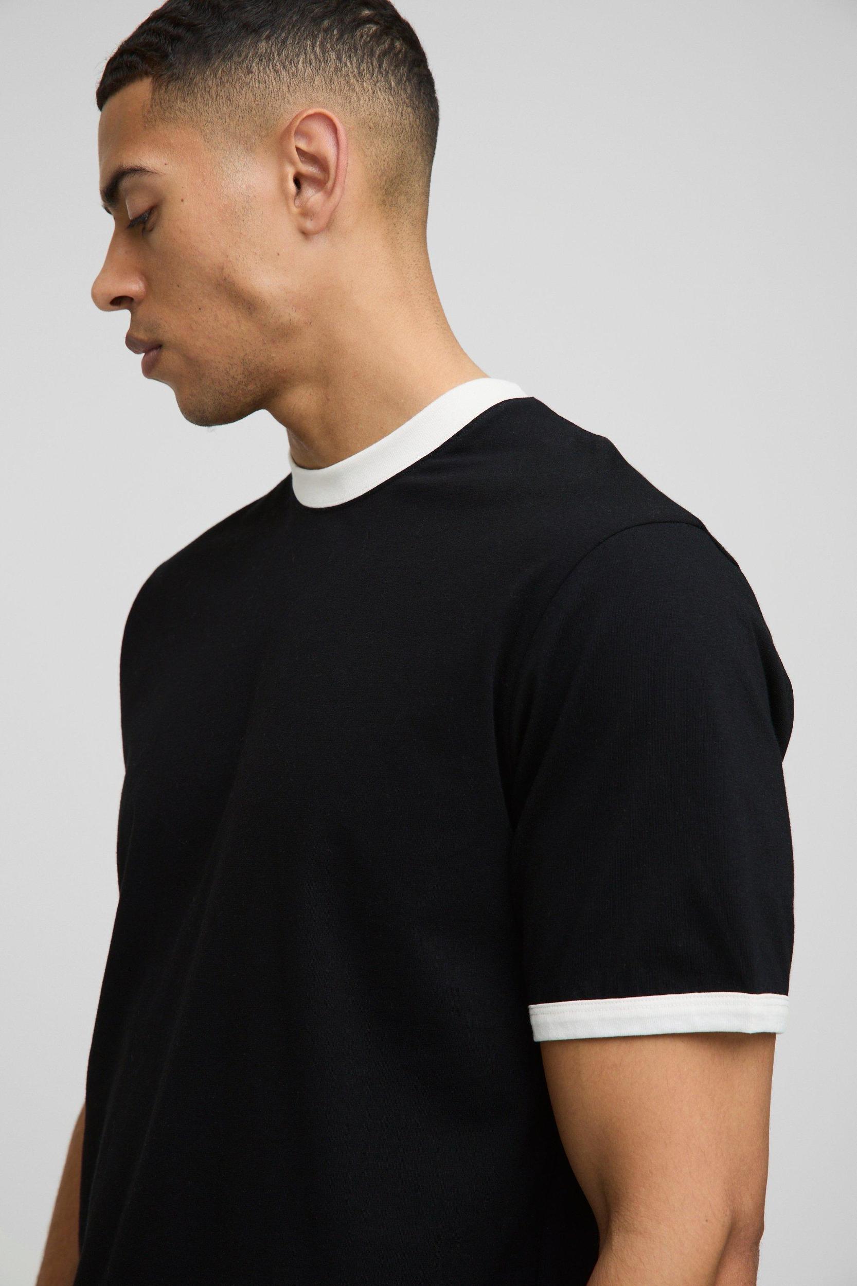 Regular Fit Ringer Crew Neck T-Shirt | boohooMAN USA Product Image