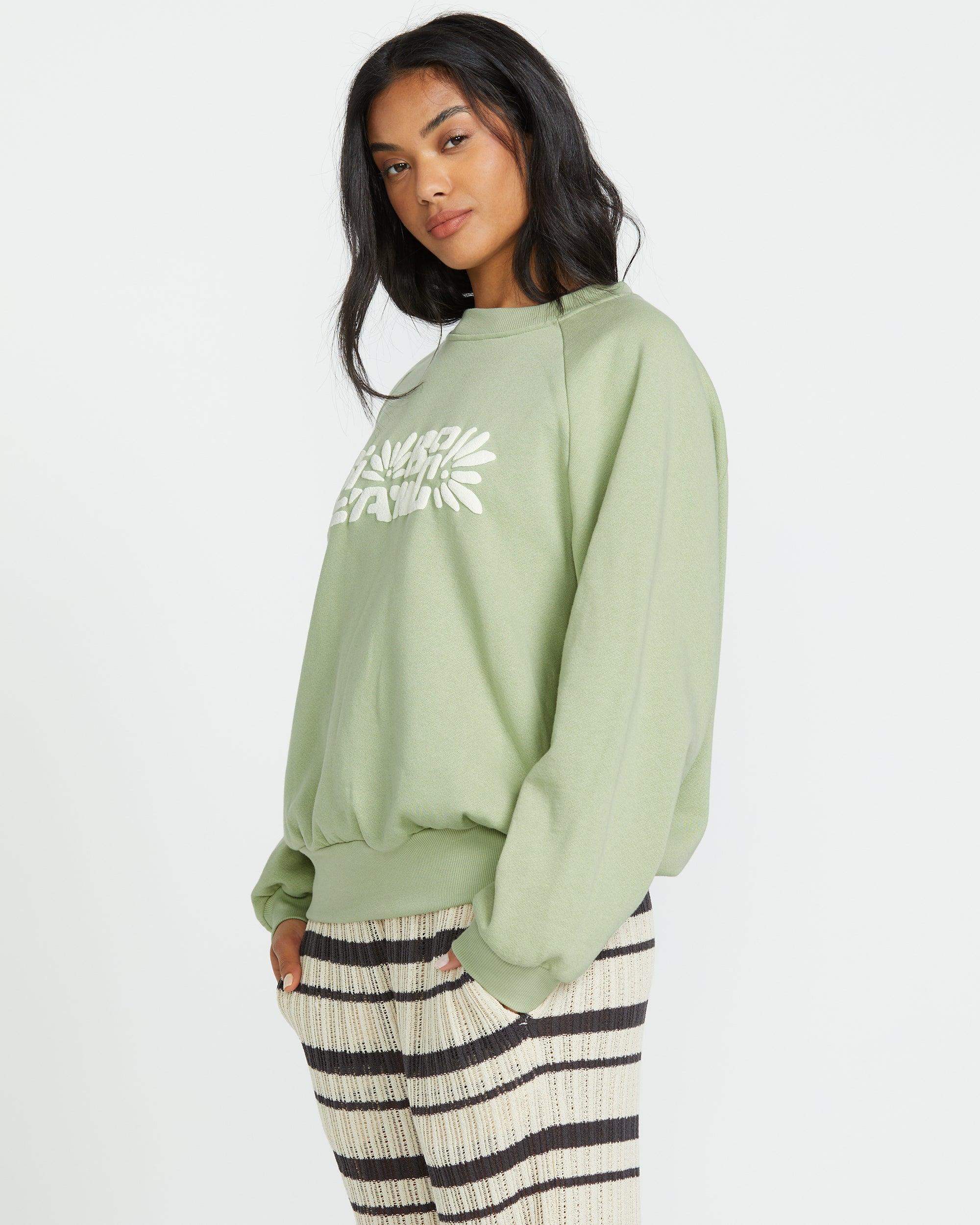 The Waves Crew Sweatshirt  - Pistachio Female Product Image