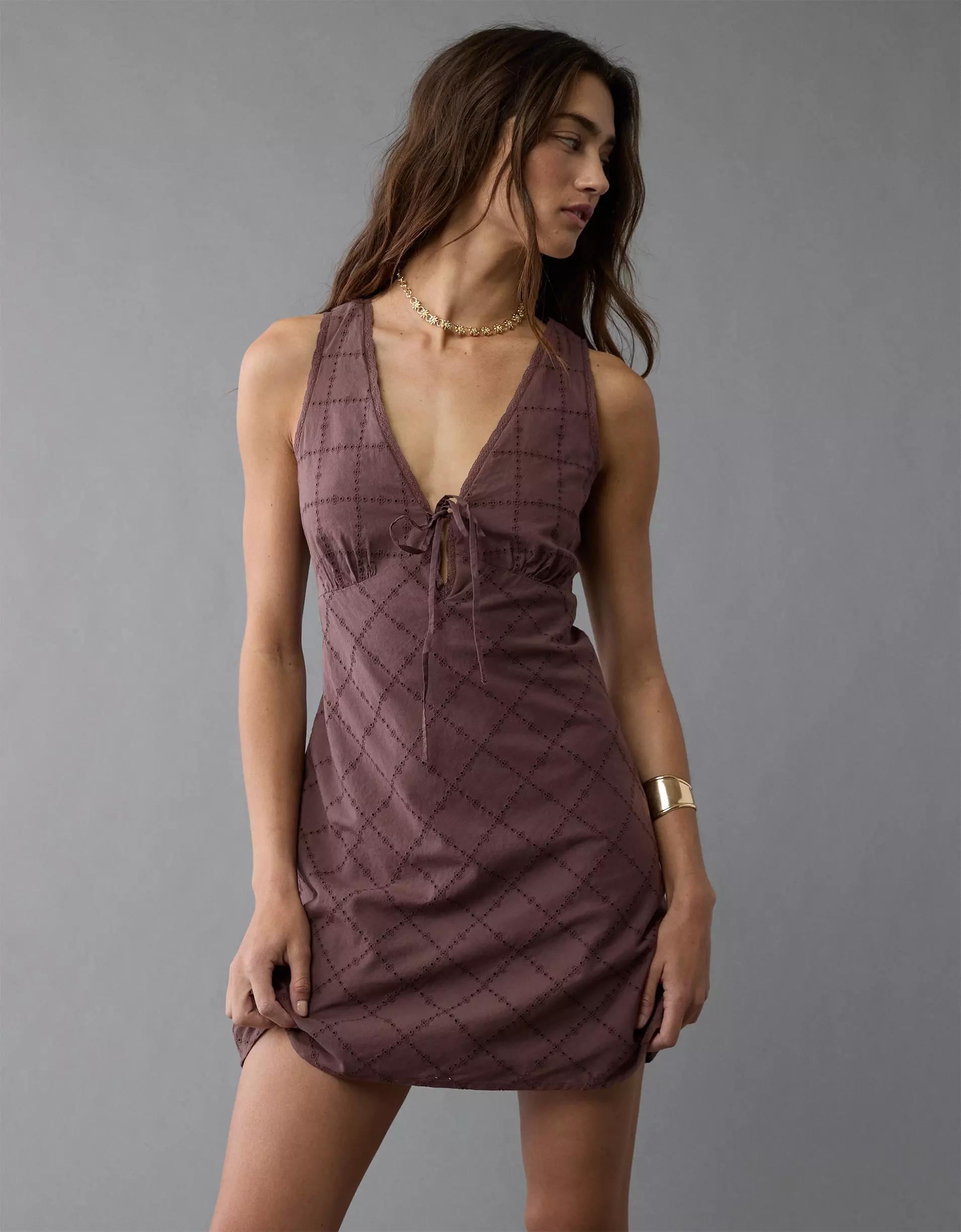 AE Tie Front Mini Slip Dress Product Image