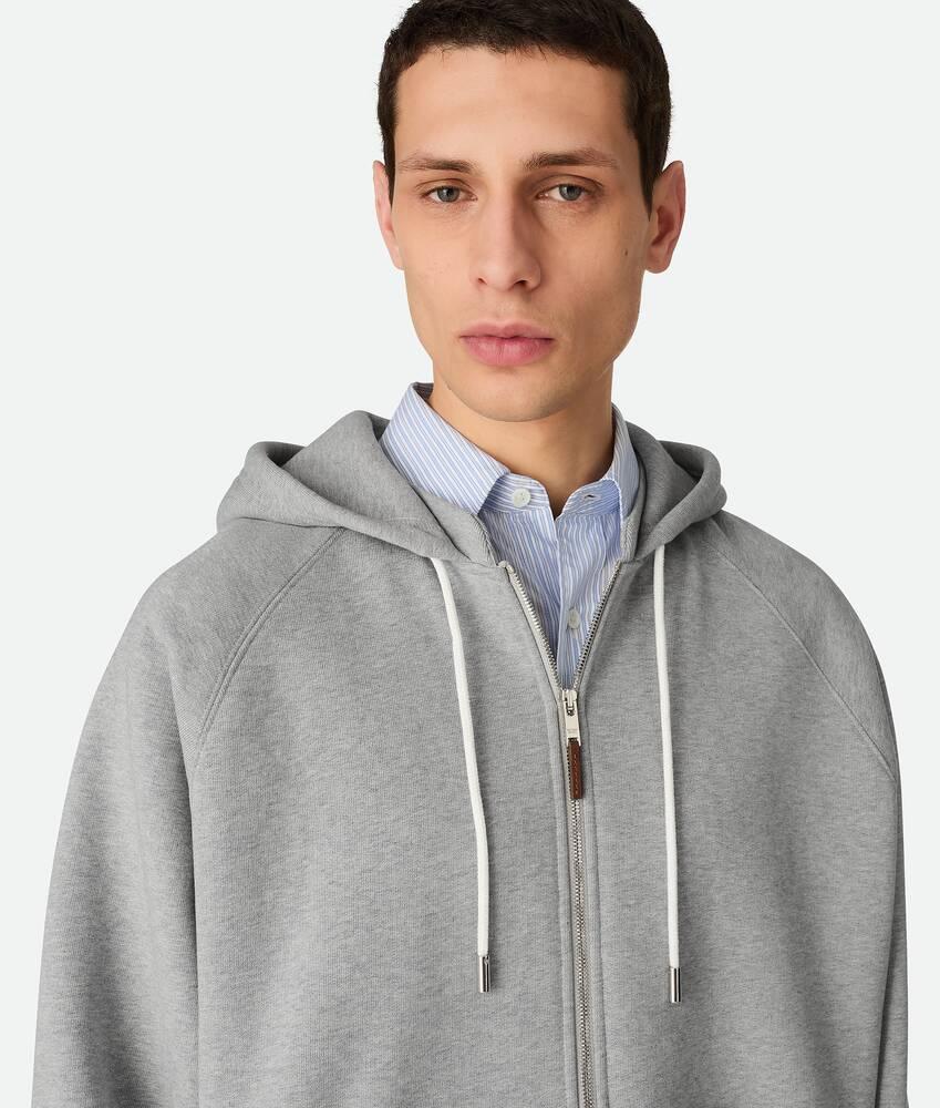 Men's Cotton Fleece Zip Hoodie in Pale grey melange Product Image