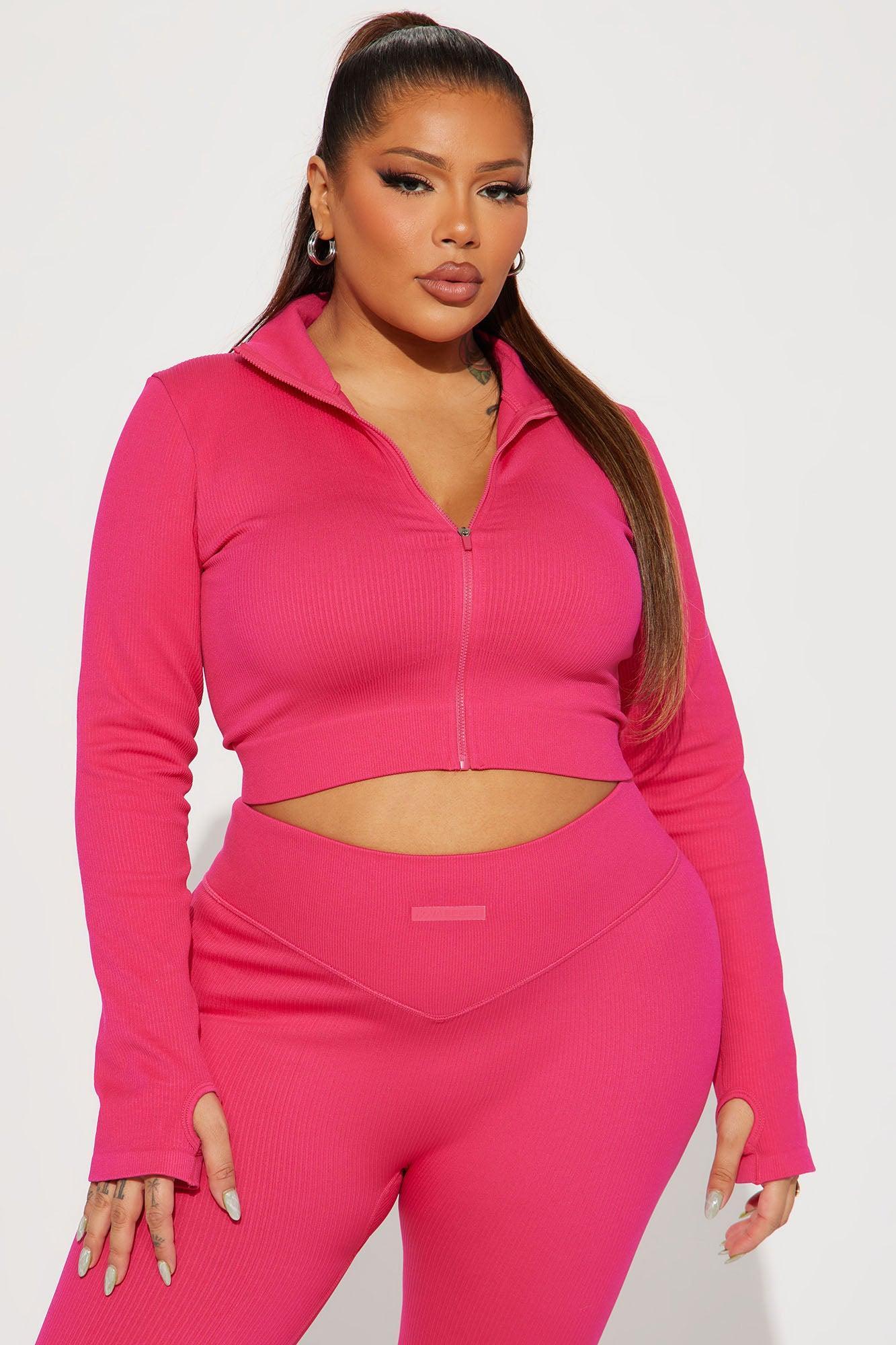 Effortless Ribbed Jacket - Fuchsia Product Image