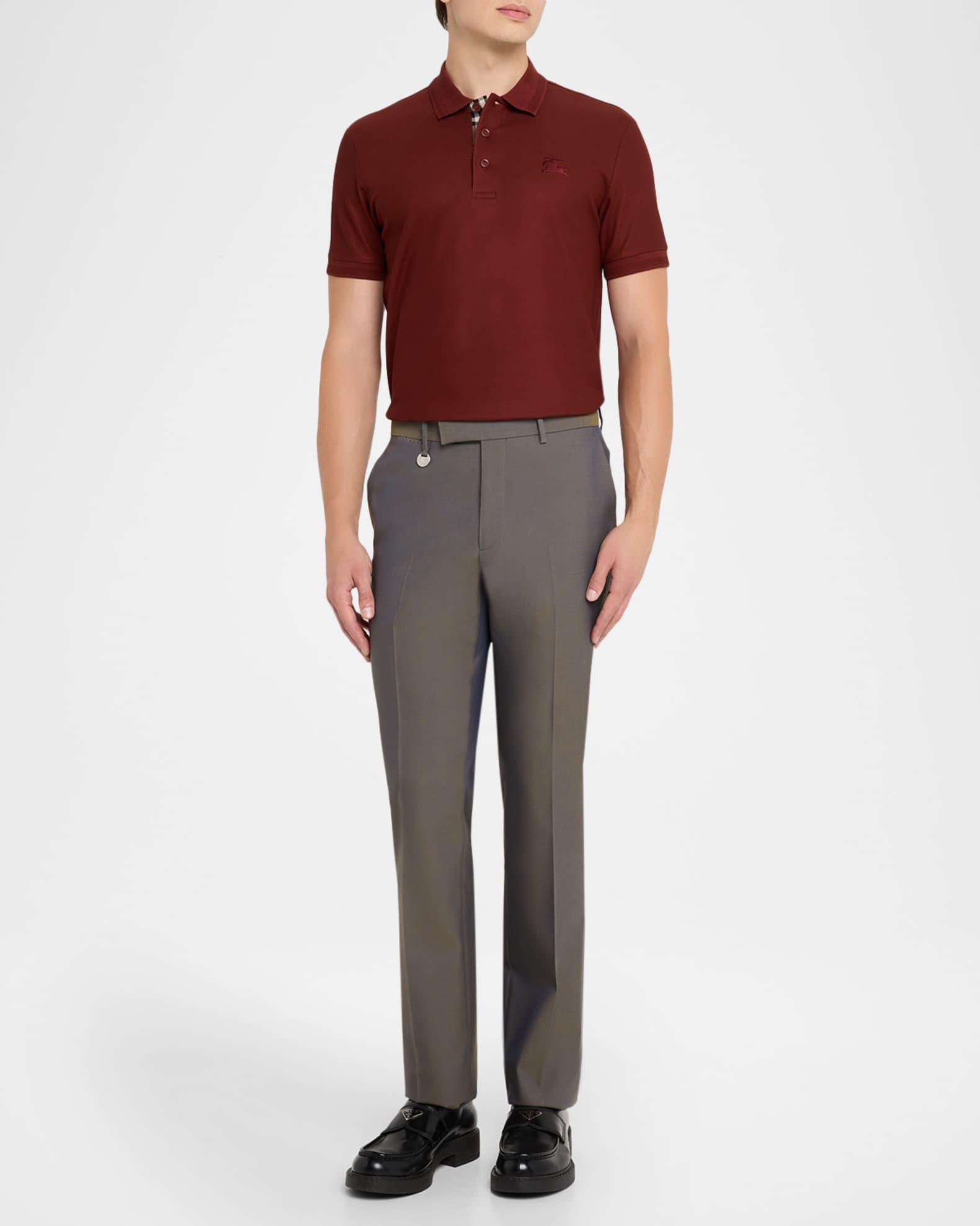 Men's Cotton Check-Placket Polo Shirt Product Image