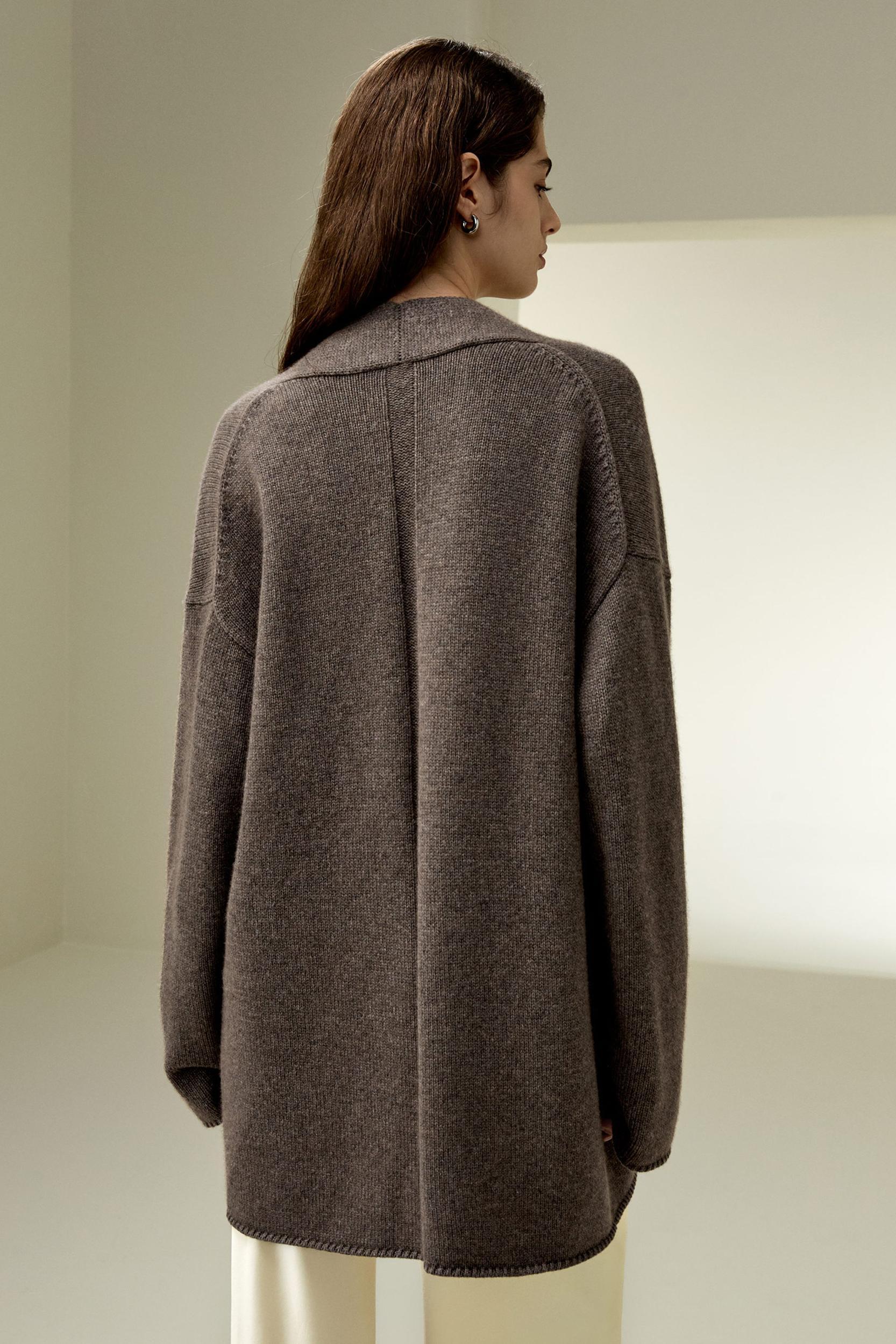 Long Open-Front Knit Cardigan Product Image