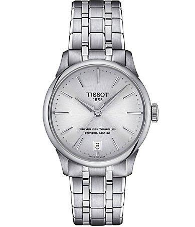 Tissot Womens Chemin Des Tourelles Powermatic 80 Automatic Light Blue Leather Strap Watch Product Image