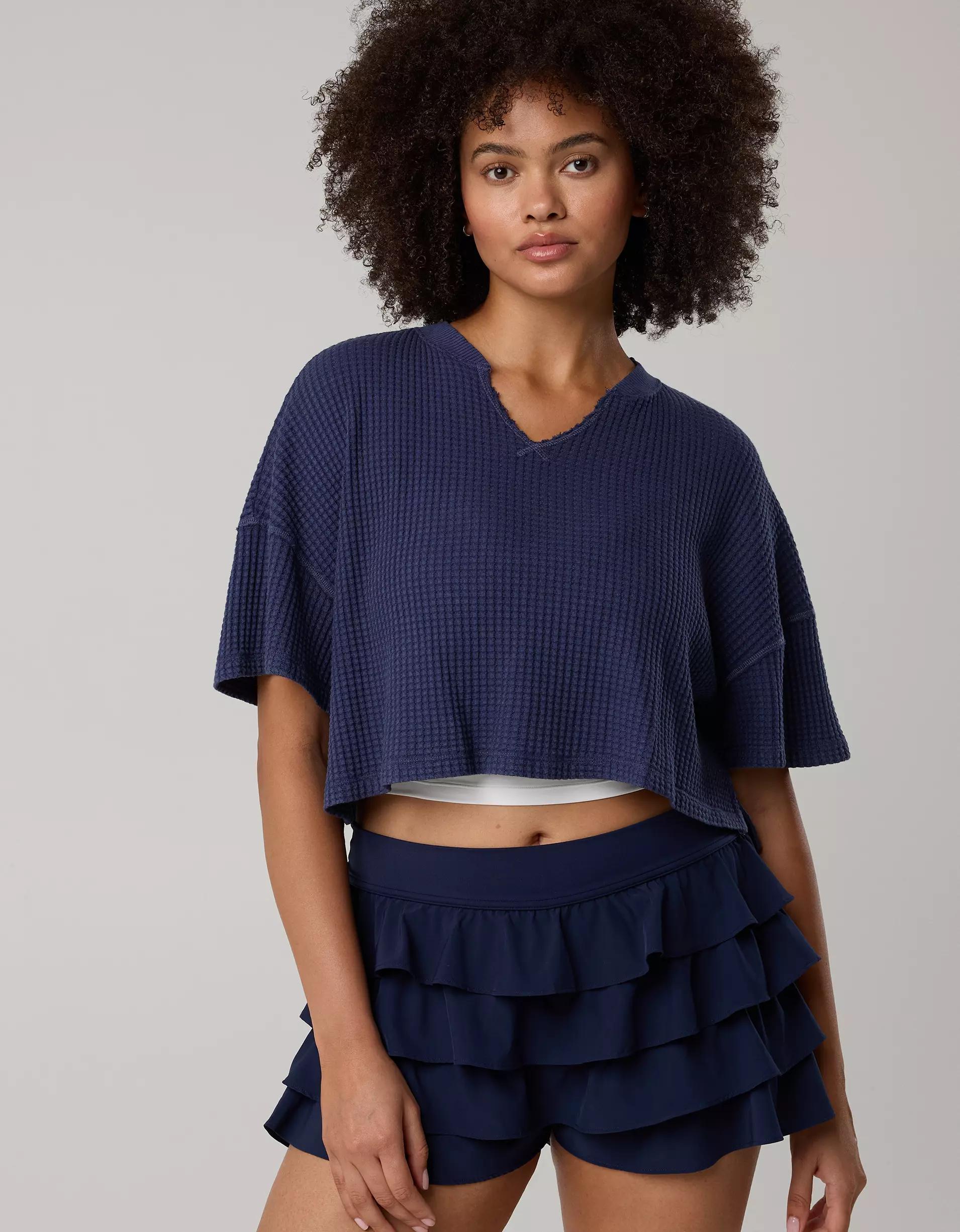OFFLINE By Aerie Wow! Waffle Notch Neck T-Shirt Product Image
