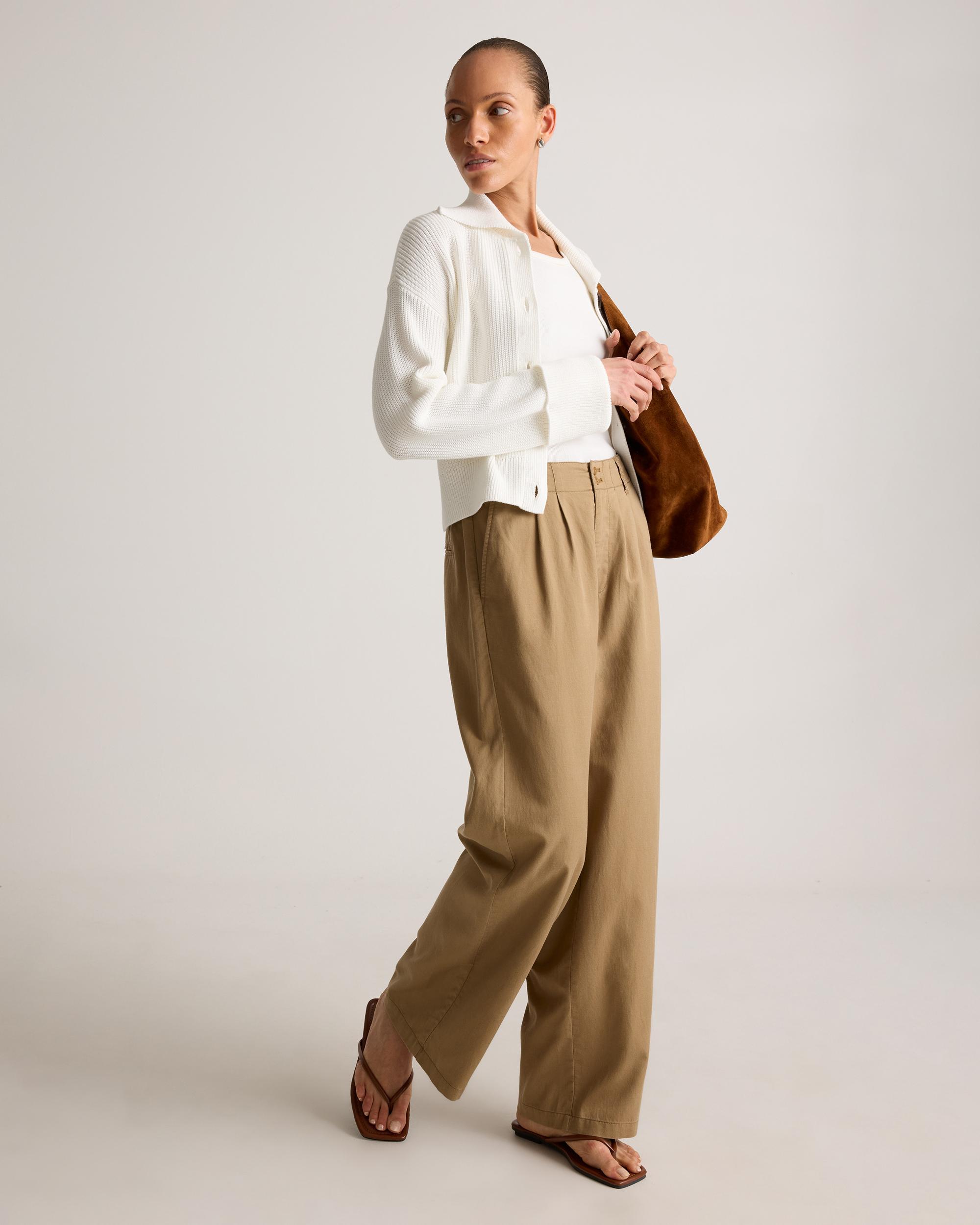 Quince | Women's Drapey Twill Pleated Trouser Tencel Product Image