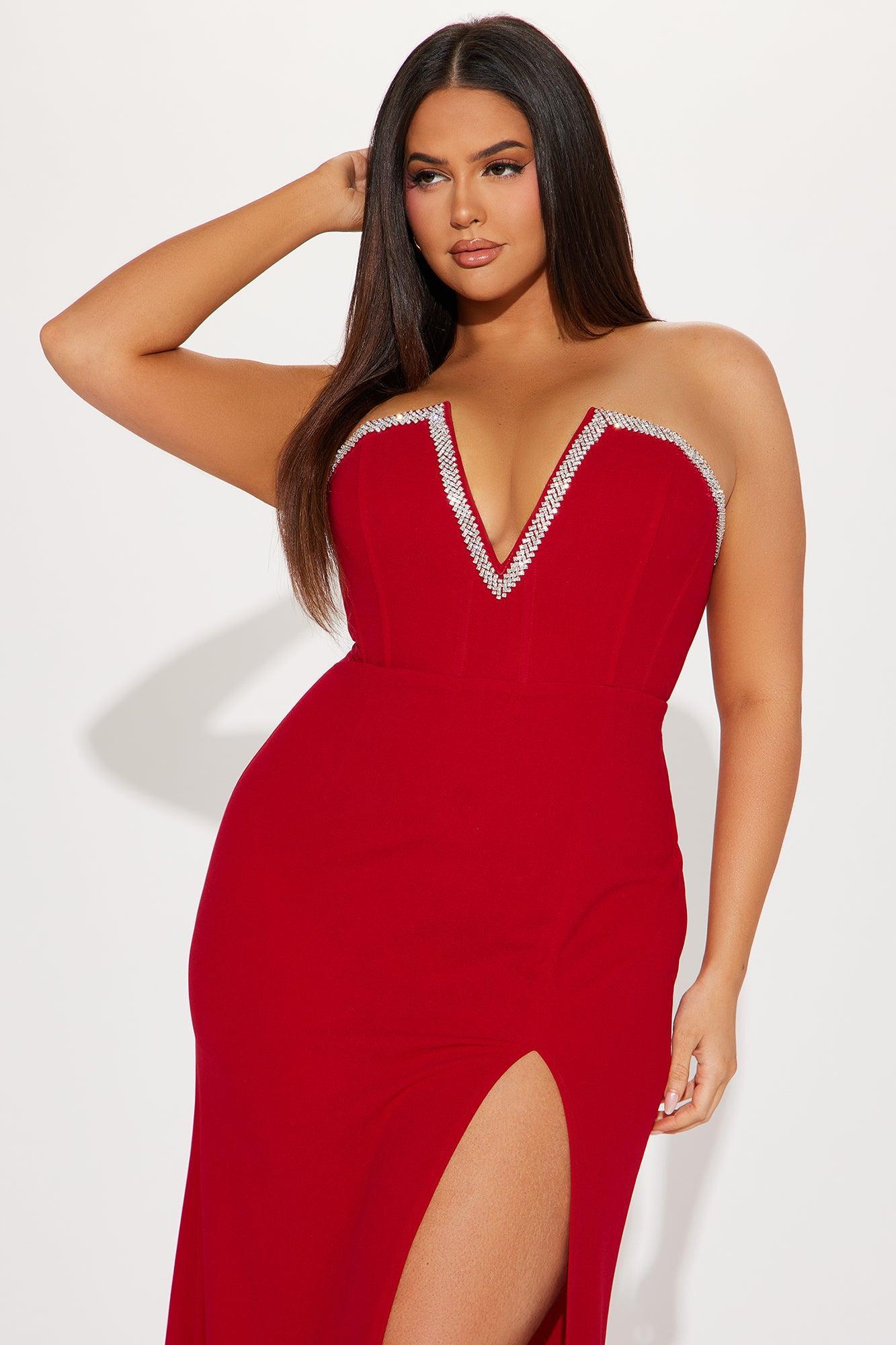 Ruby Strapless Maxi Dress - Red Product Image