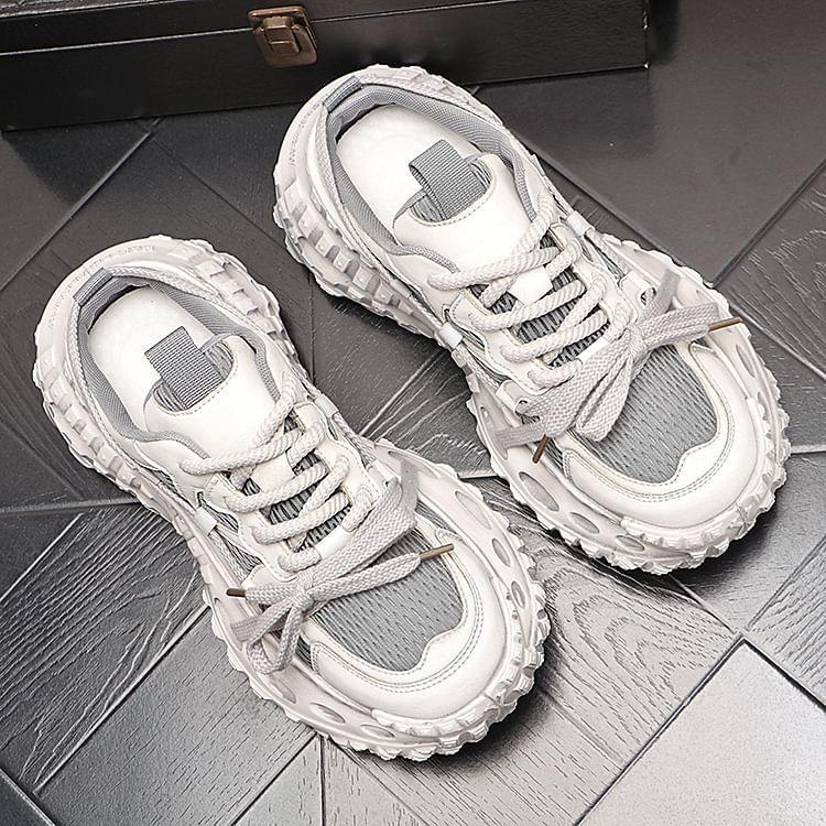 Platform Mesh Panel Lace-Up Mule Sneakers Product Image