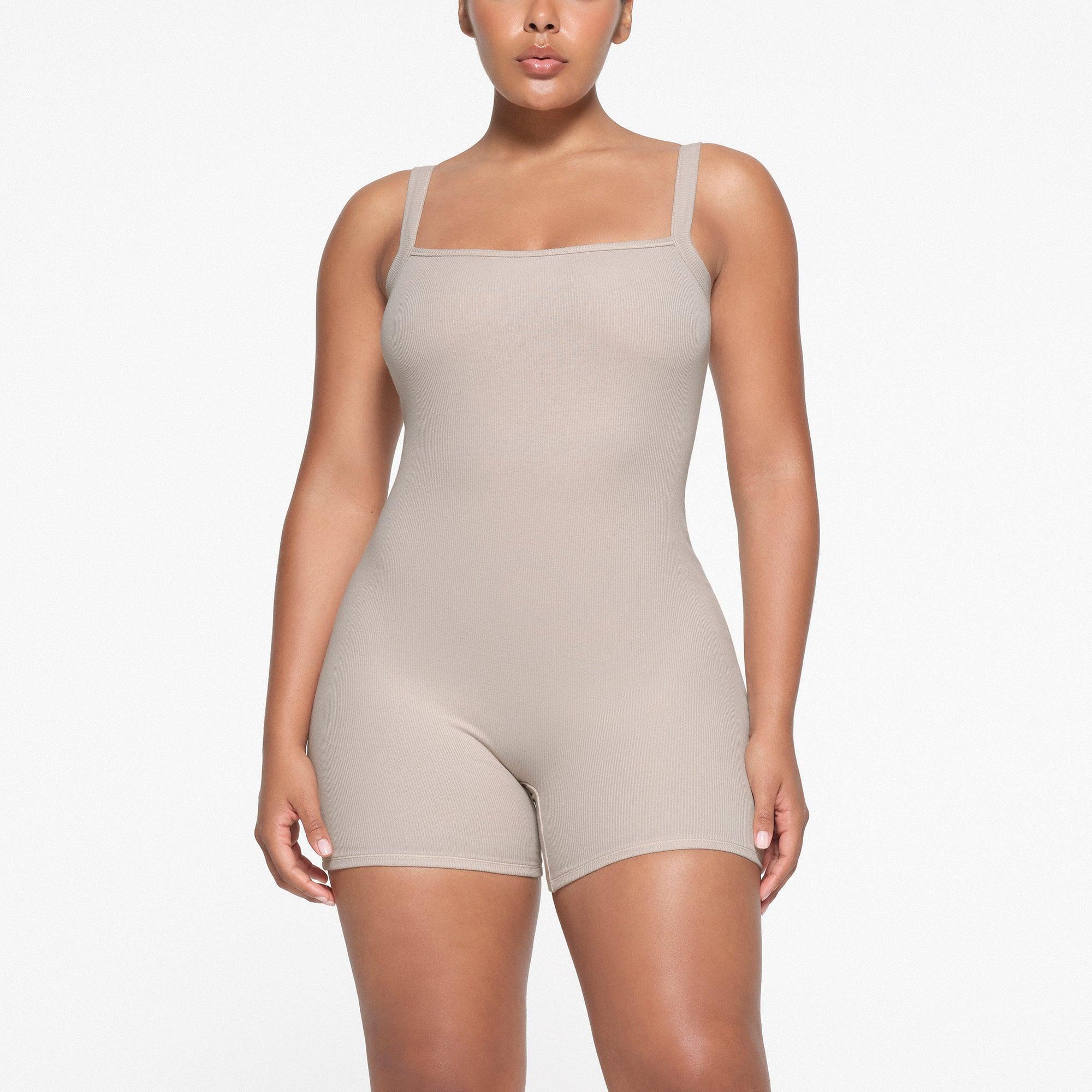 COTTON RIB LOW BACK ONESIE | STONE Product Image