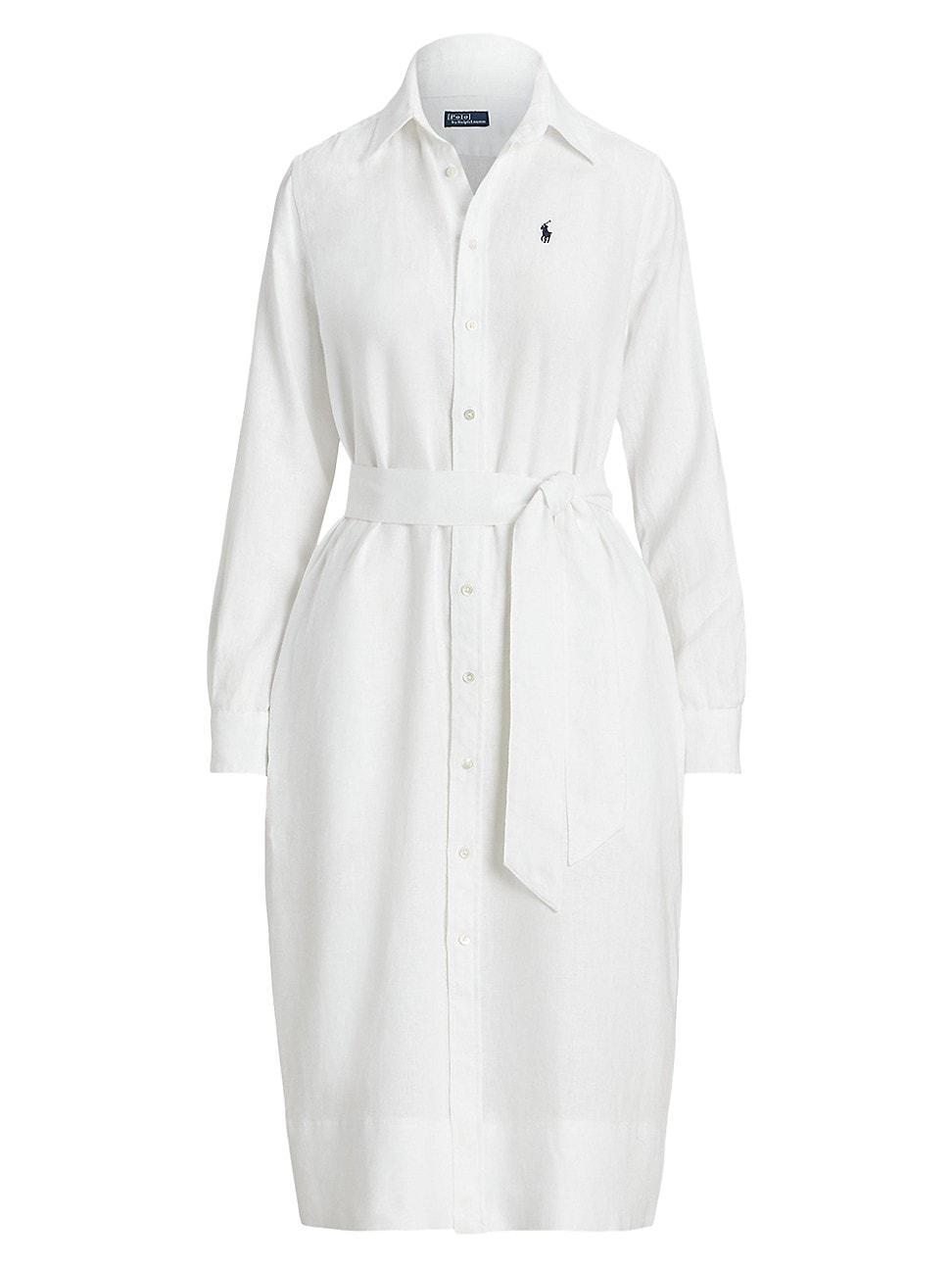 Womens Linen Belted Shirtdress Product Image