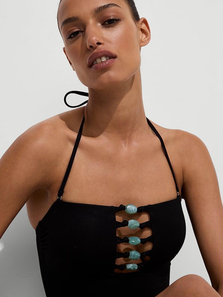 Beaded Strapless One-Piece Swimsuit Product Image