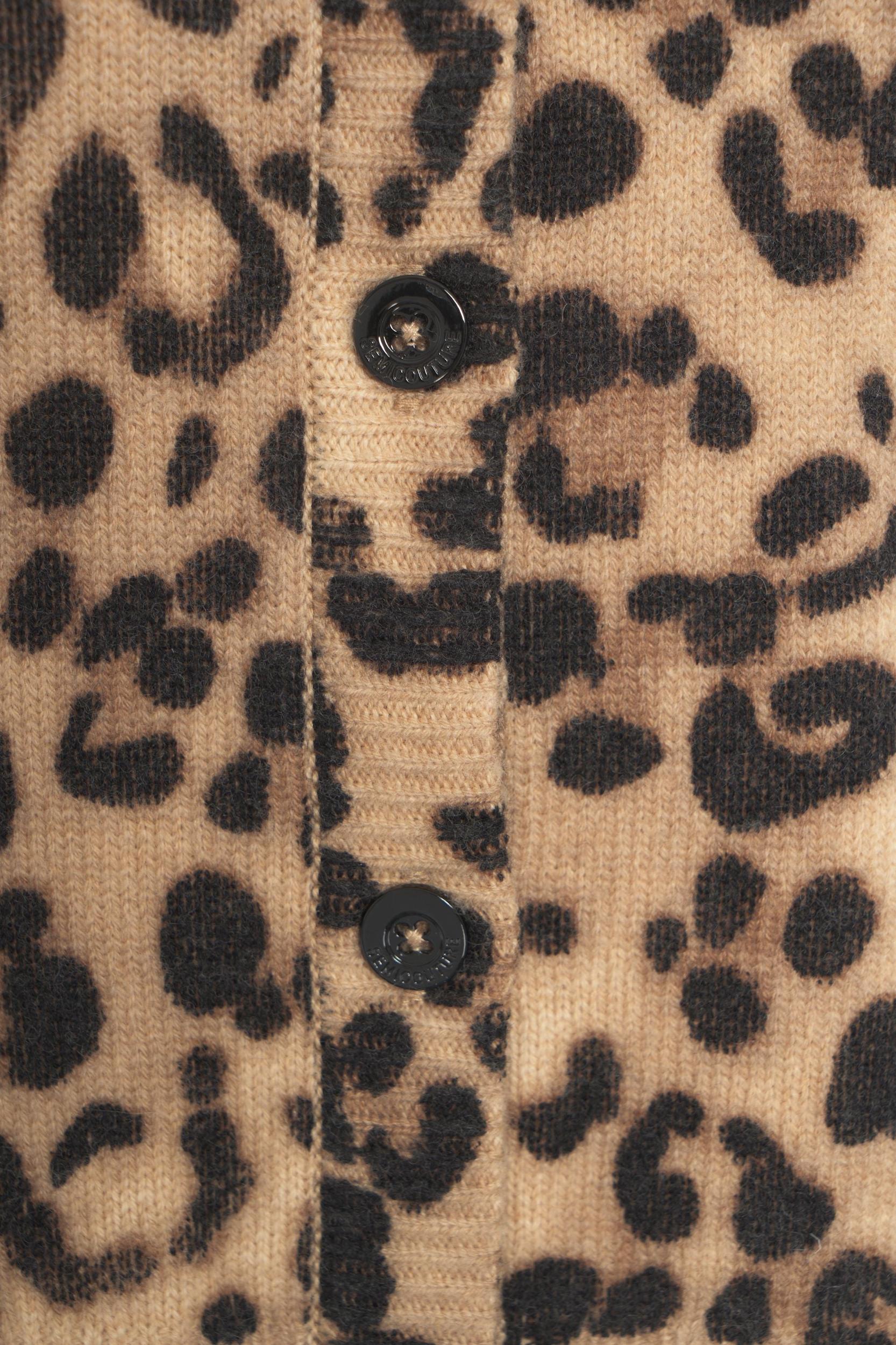 Knit Cardigan with Animal Print Product Image