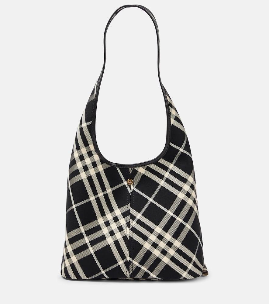 BURBERRY Check Small Canvas Tote Bag In Black Product Image