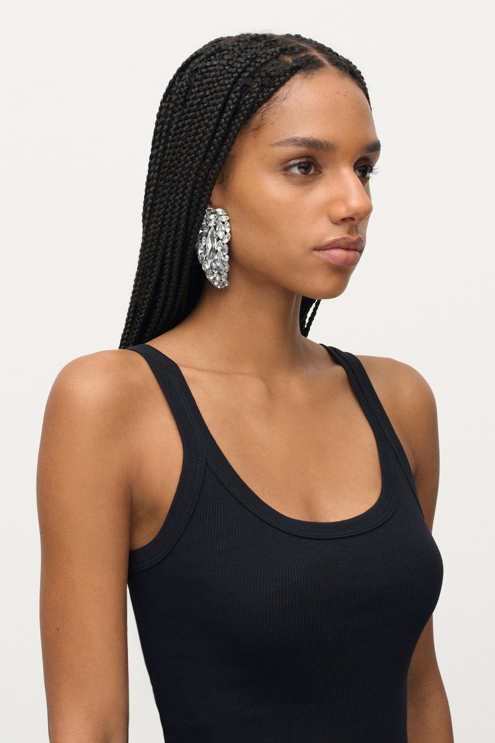 Crystal Cluster Triangle Earrings Product Image