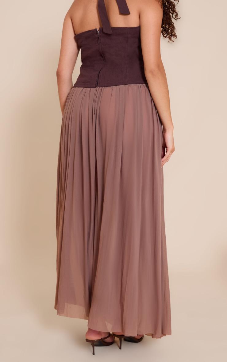 Plus Brown Mesh Drape Maxi Skirt Product Image