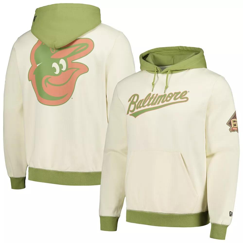 Mens New Era Cream/Green Baltimore Orioles Color Pop Pullover Hoodie Product Image
