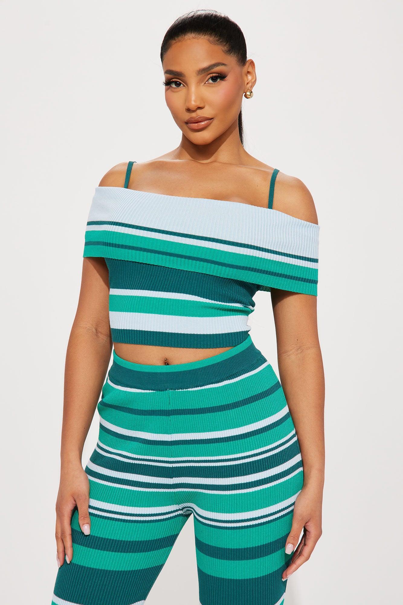 Amari Striped Pant Set - Teal/combo Product Image